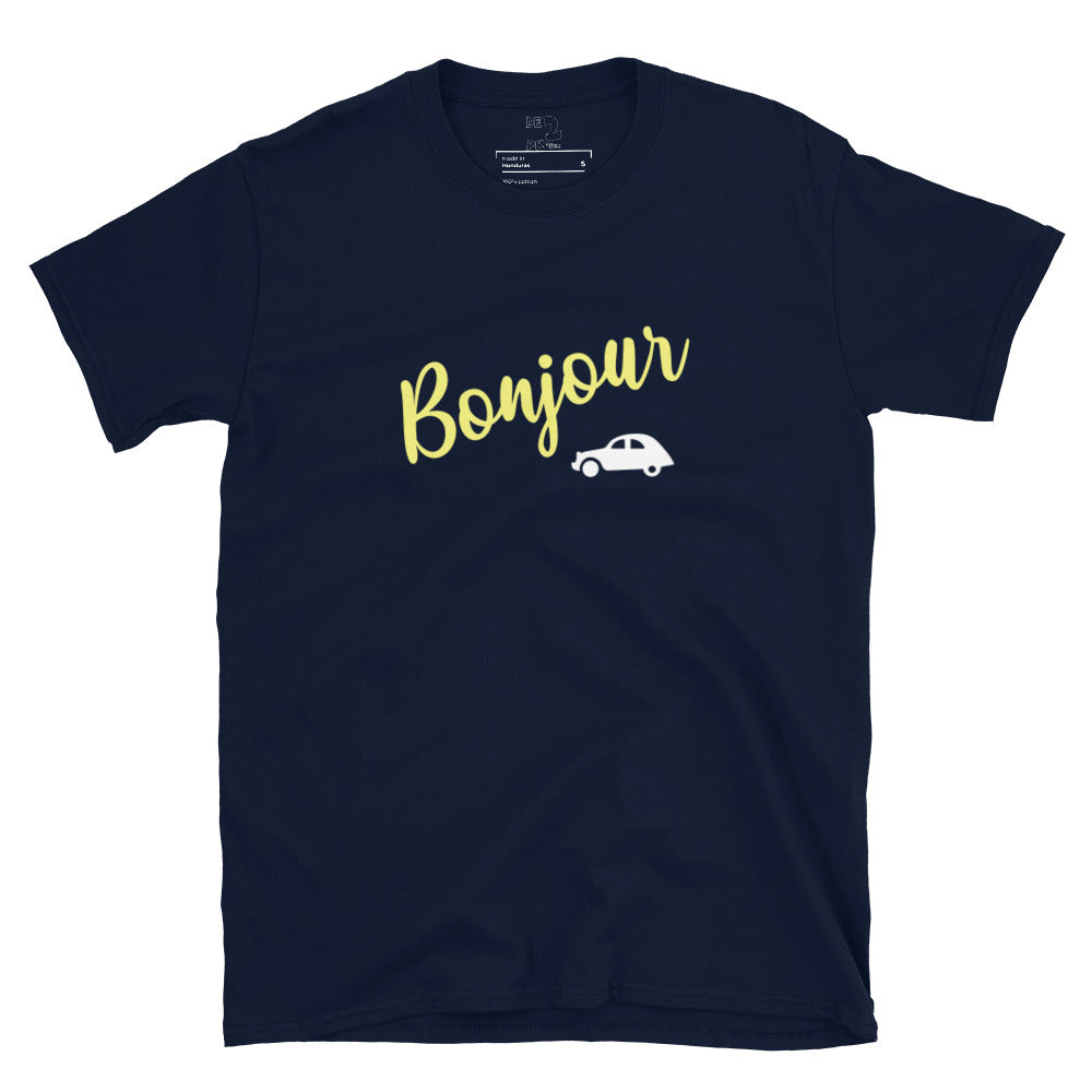 Bonjour 2cv T-shirt Unisex - Black, Navy or Gray