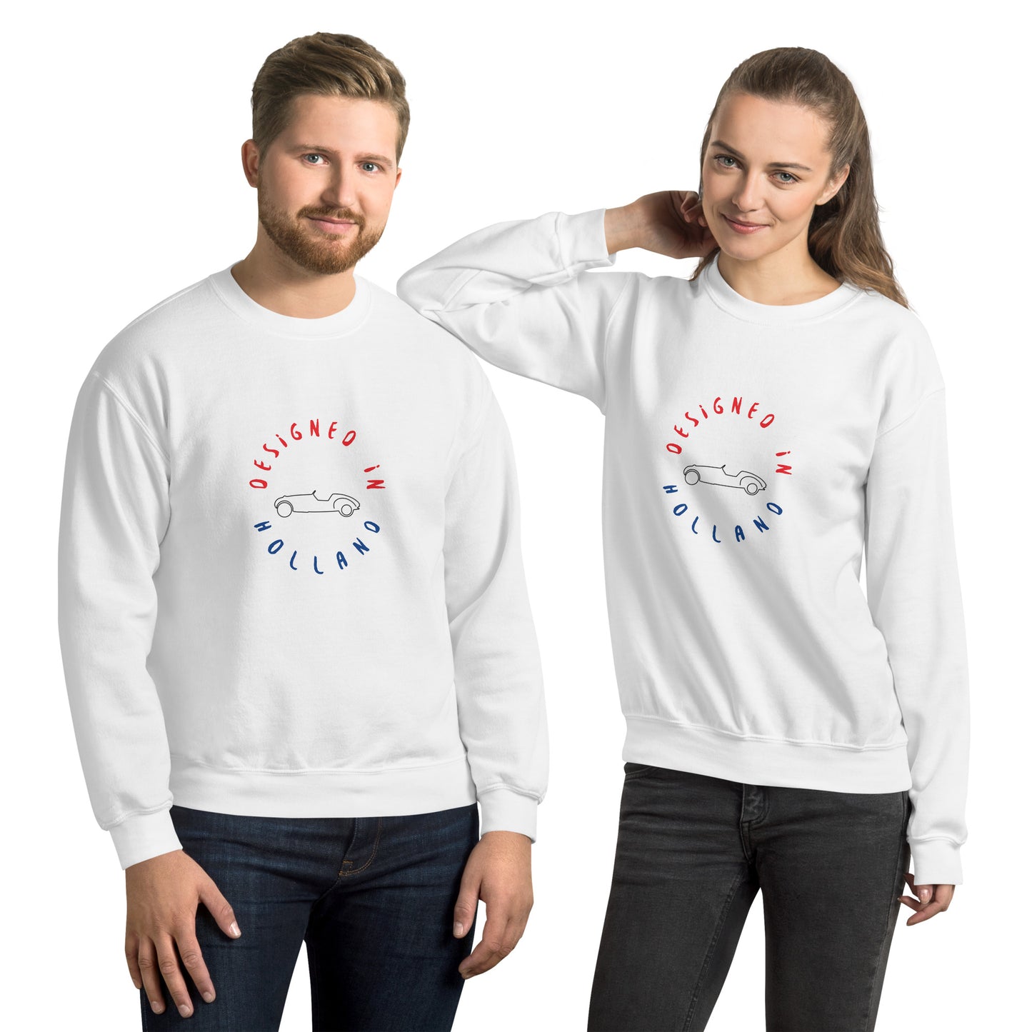 Designed in Holland Burton Sportscar sweatshirt Unisex - White