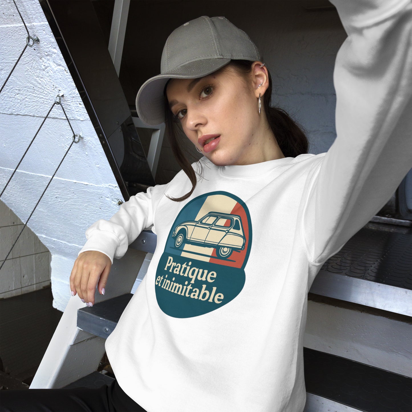 🧵 Sweatshirt “Pratique et Inimitable” – Warmte met Franse Flair