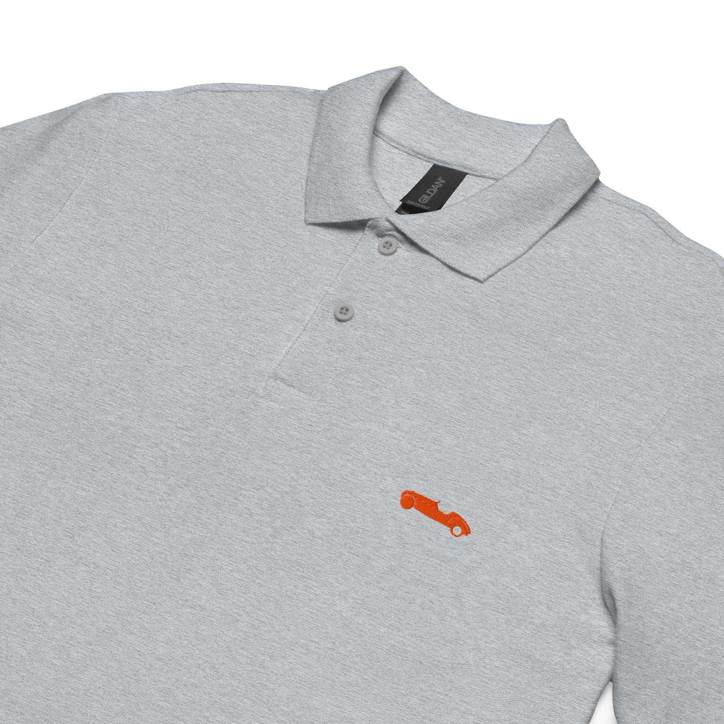 Orange embroidered Burton Sportscar polo available in Black, Navy, Gray or White