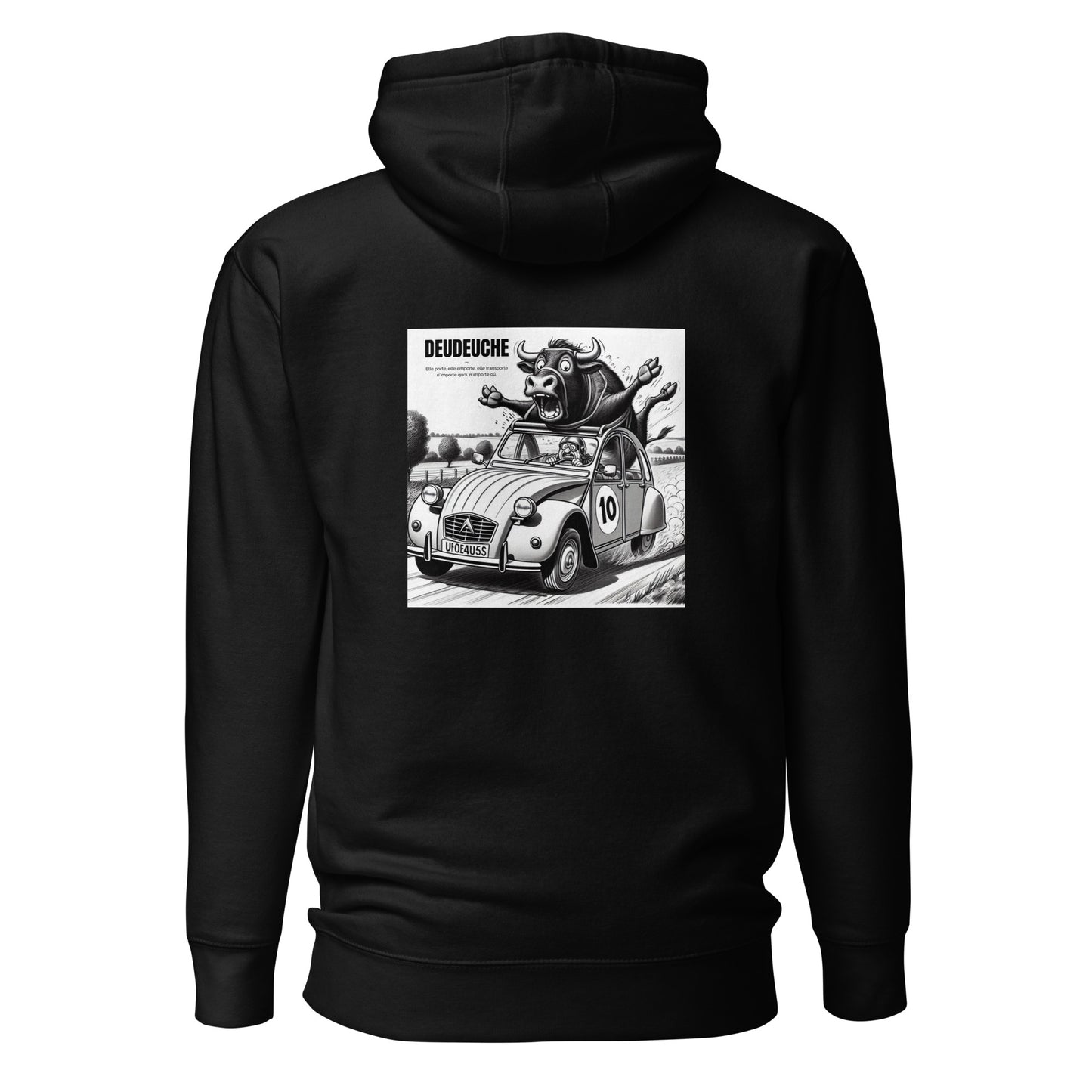 Hoodie – Citroën 2CV with Bull | French Humor & Retro Vibes - Available in different colors