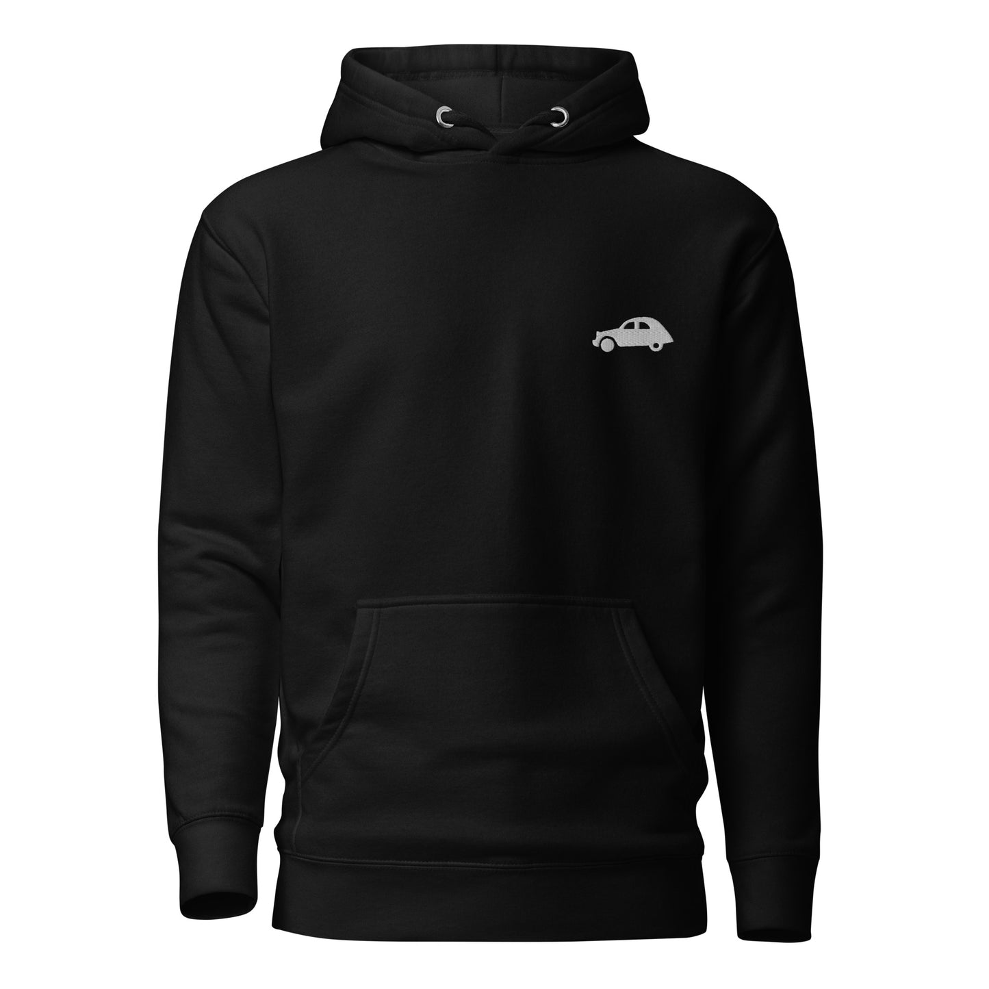 Premium uniseks hoodie Citroën 2cv geborduurd - Zwart, Navy, L.Blauw, Grijs of Wit