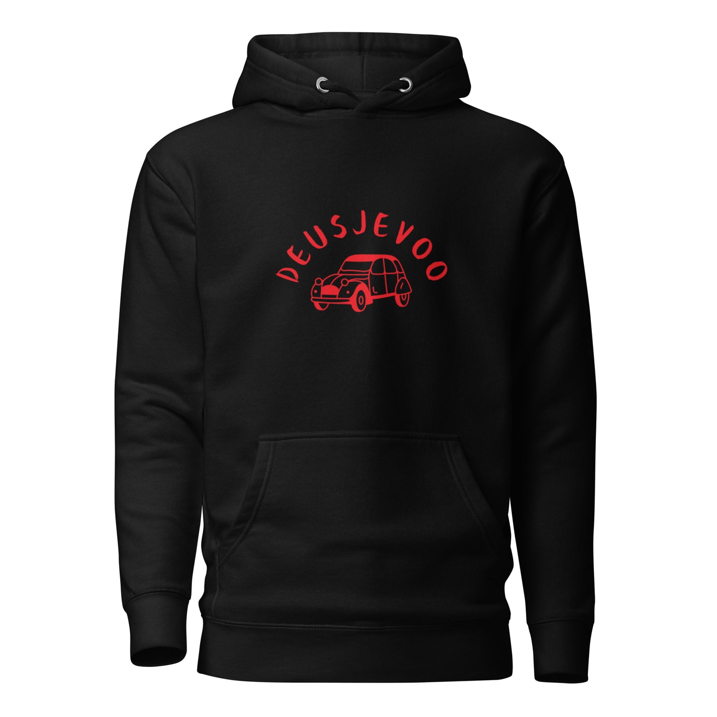 Deusjevoo unisex hoodie available in Black, Navy, Grey or White