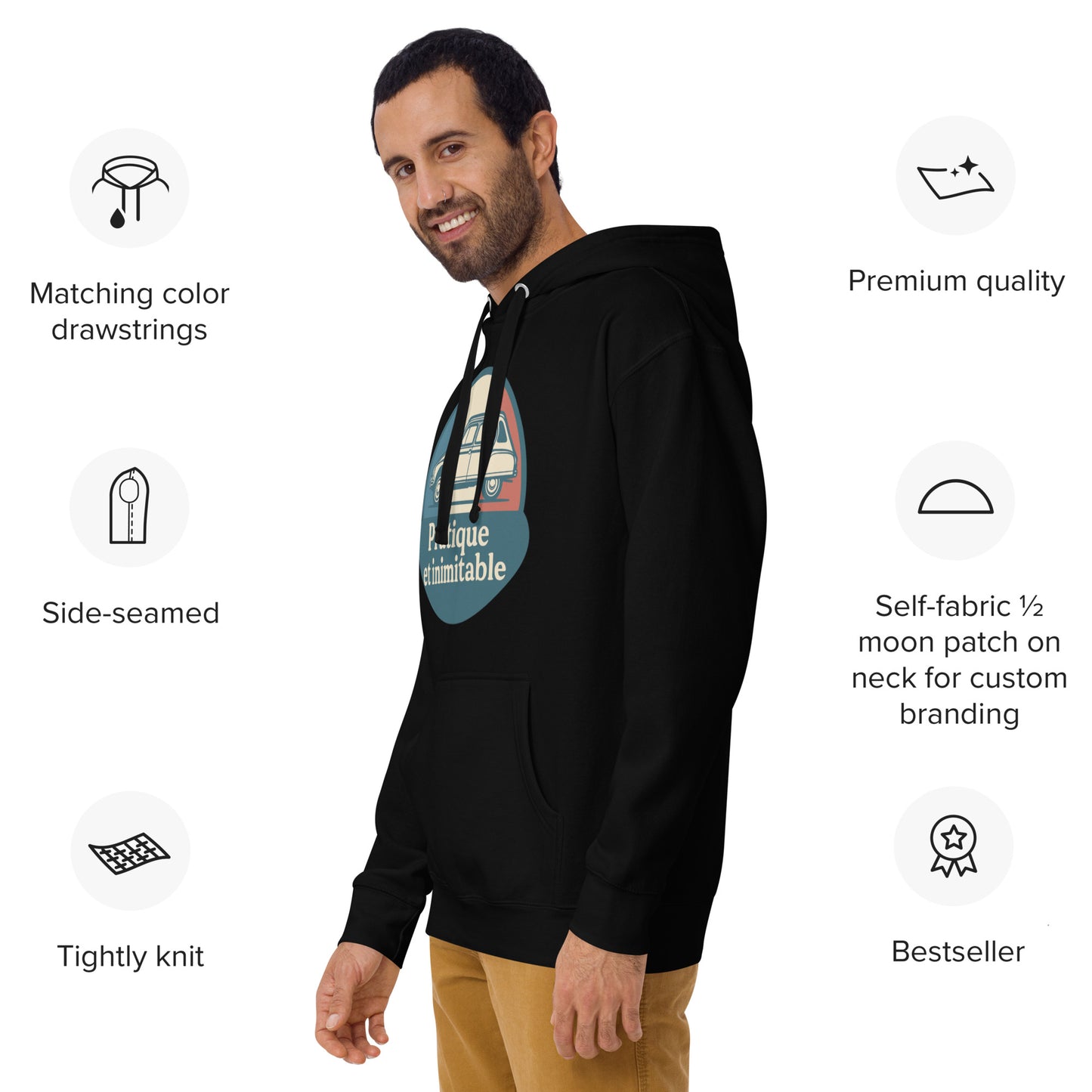 🔥 Premium Hoodie “Pratique et Inimitable” – Stijlvol Warm Blijven met Franse Allure