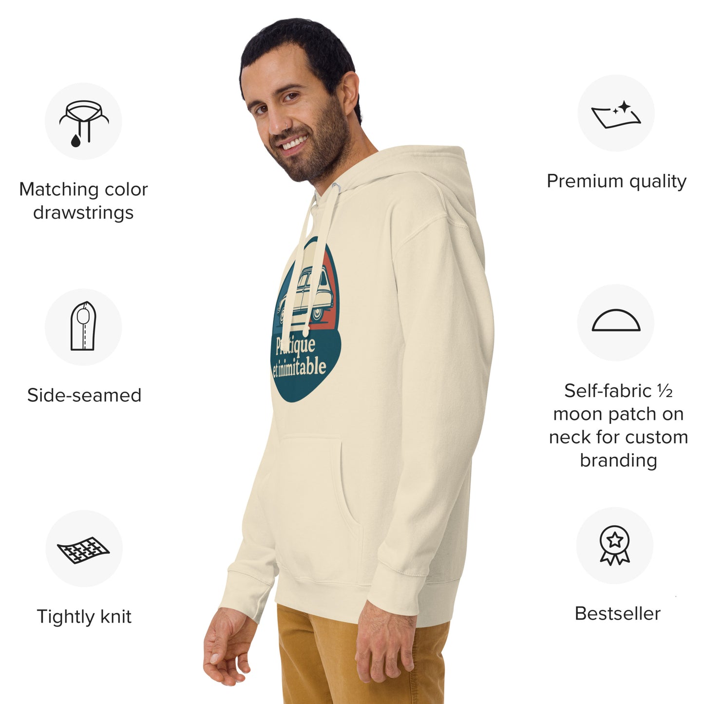 🔥 Premium Hoodie “Pratique et Inimitable” – Stijlvol Warm Blijven met Franse Allure