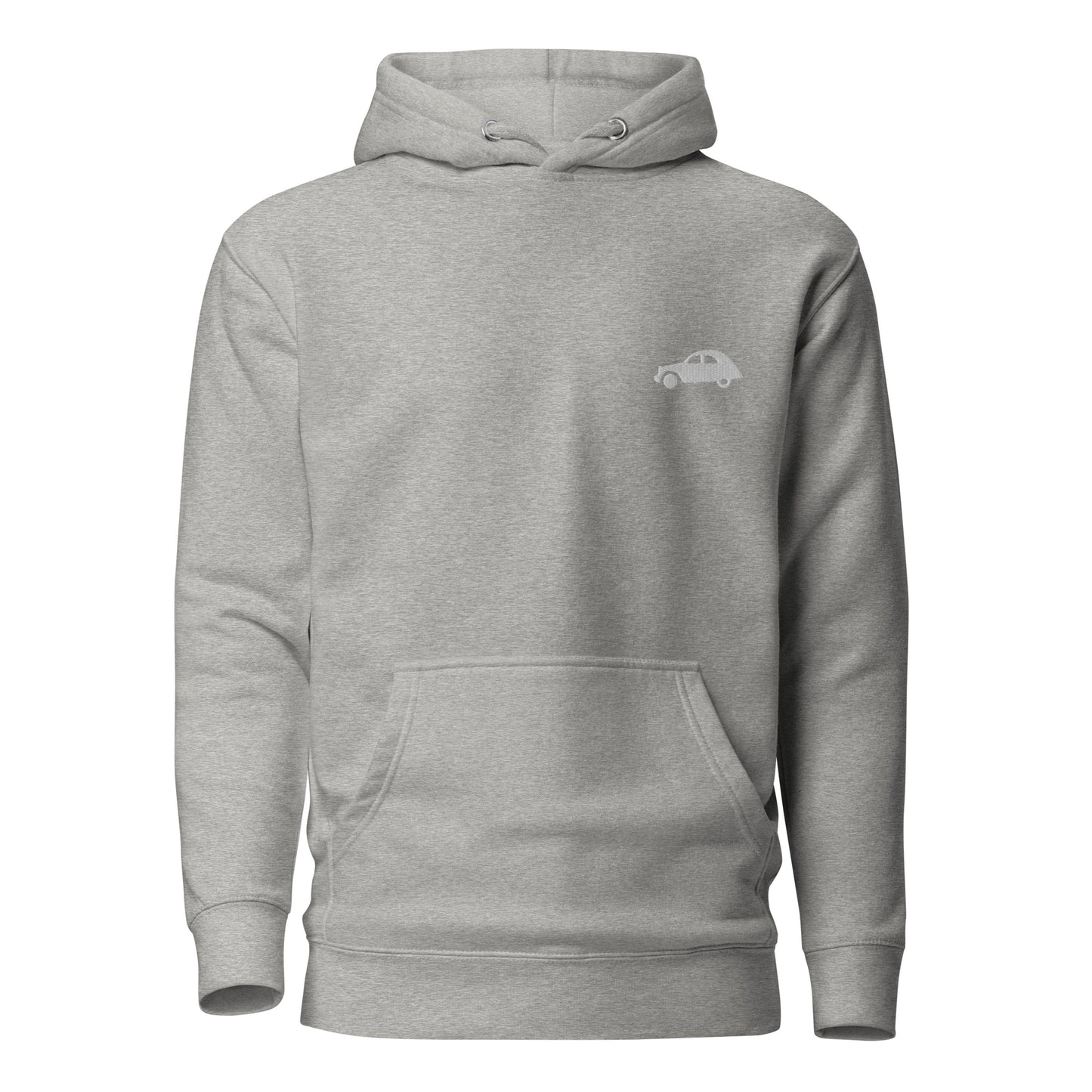 Premium uniseks hoodie Citroën 2cv geborduurd - Zwart, Navy, L.Blauw, Grijs of Wit