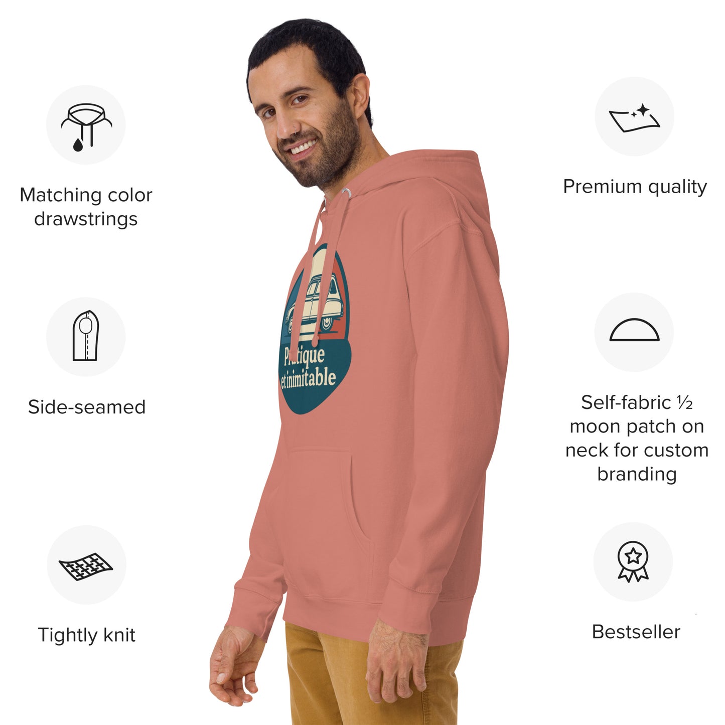 🔥 Premium Hoodie “Pratique et Inimitable” – Stijlvol Warm Blijven met Franse Allure
