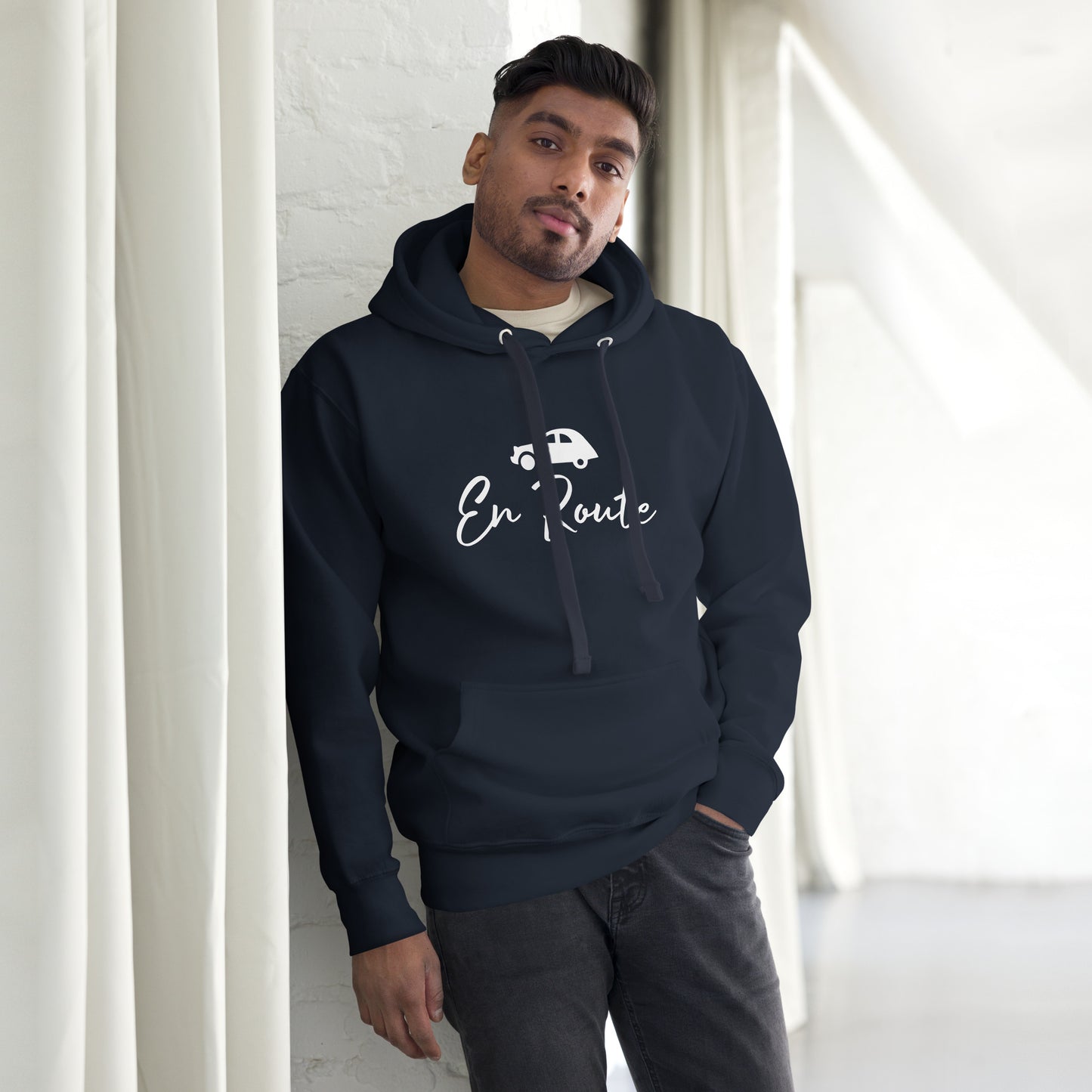 Premium unisex hoodie Citroën 2cv En Route - Black, Navy or Blue