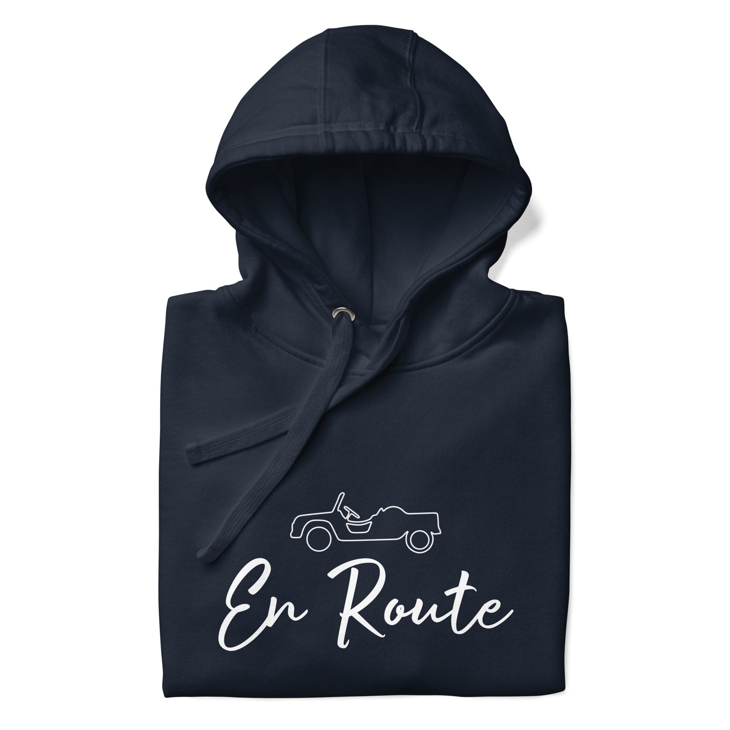Premium uniseks hoodie Citroën Méhari En Route - Zwart, Navy of Blauw
