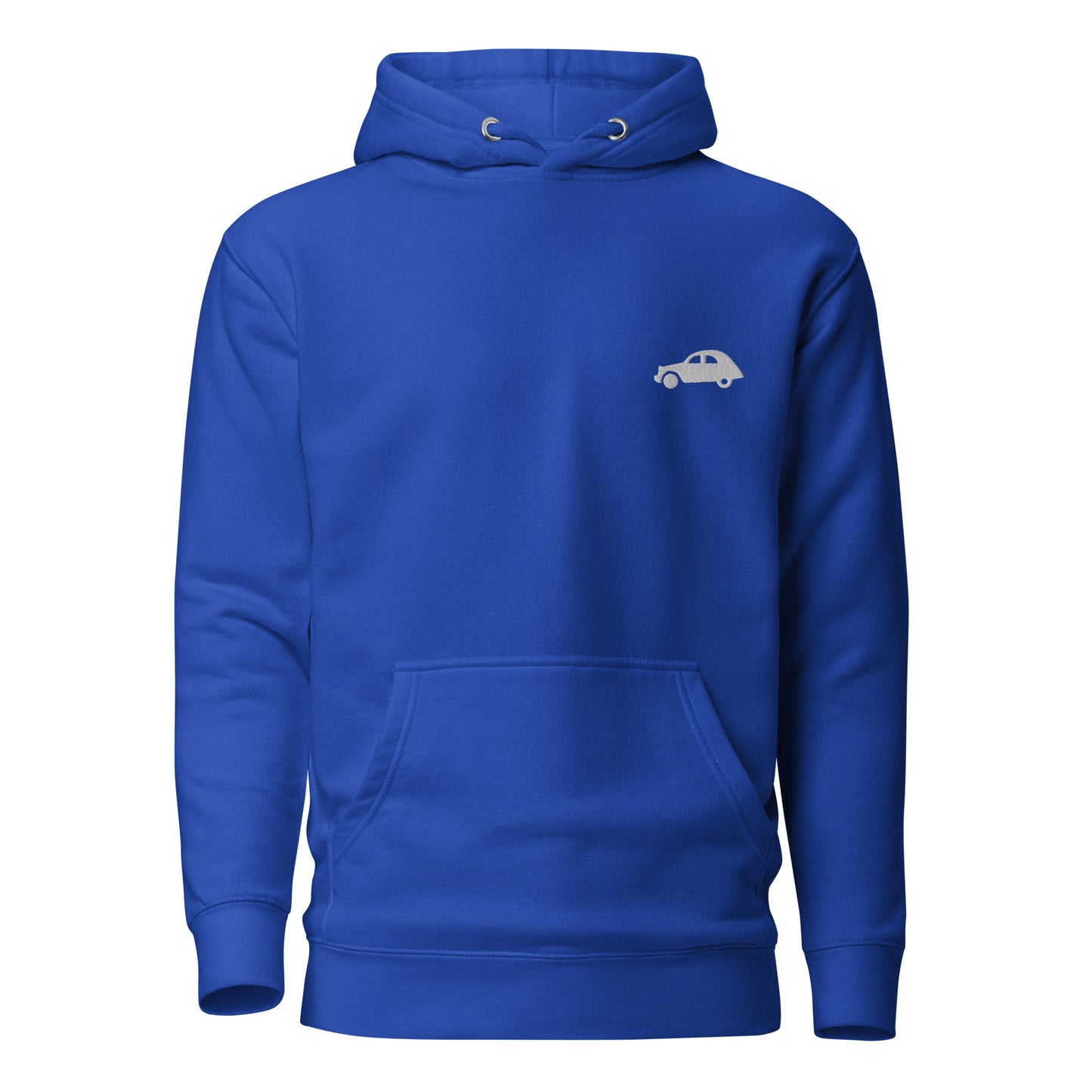 Premium uniseks hoodie Citroën 2cv geborduurd - Zwart, Navy, L.Blauw, Grijs of Wit
