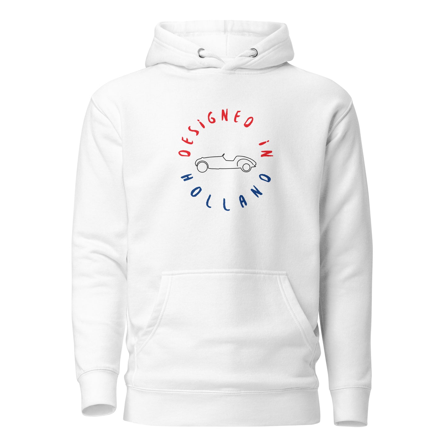 Designed in Holland Burton sportscar hoodie Unisex - White
