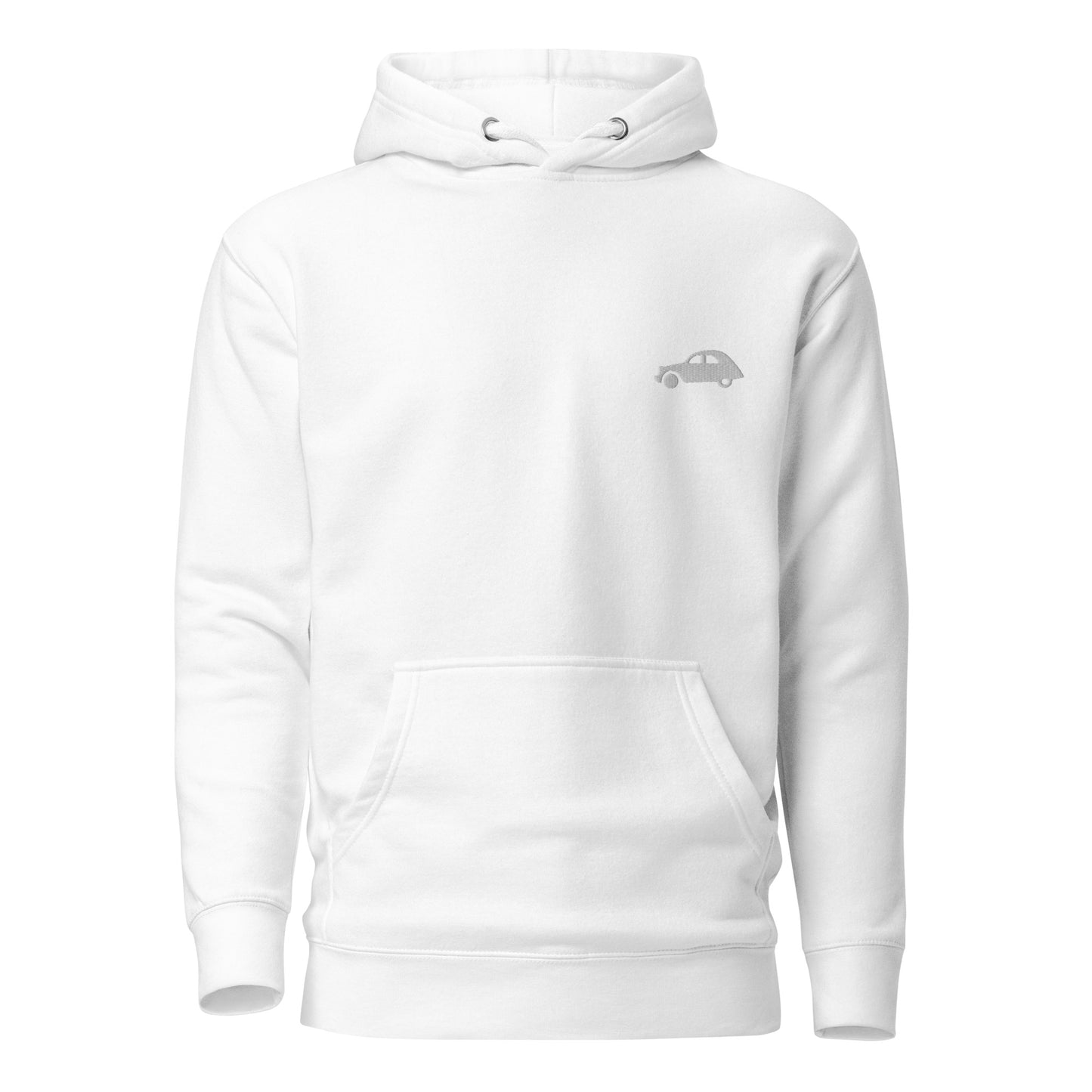 Premium uniseks hoodie Citroën 2cv geborduurd - Zwart, Navy, L.Blauw, Grijs of Wit