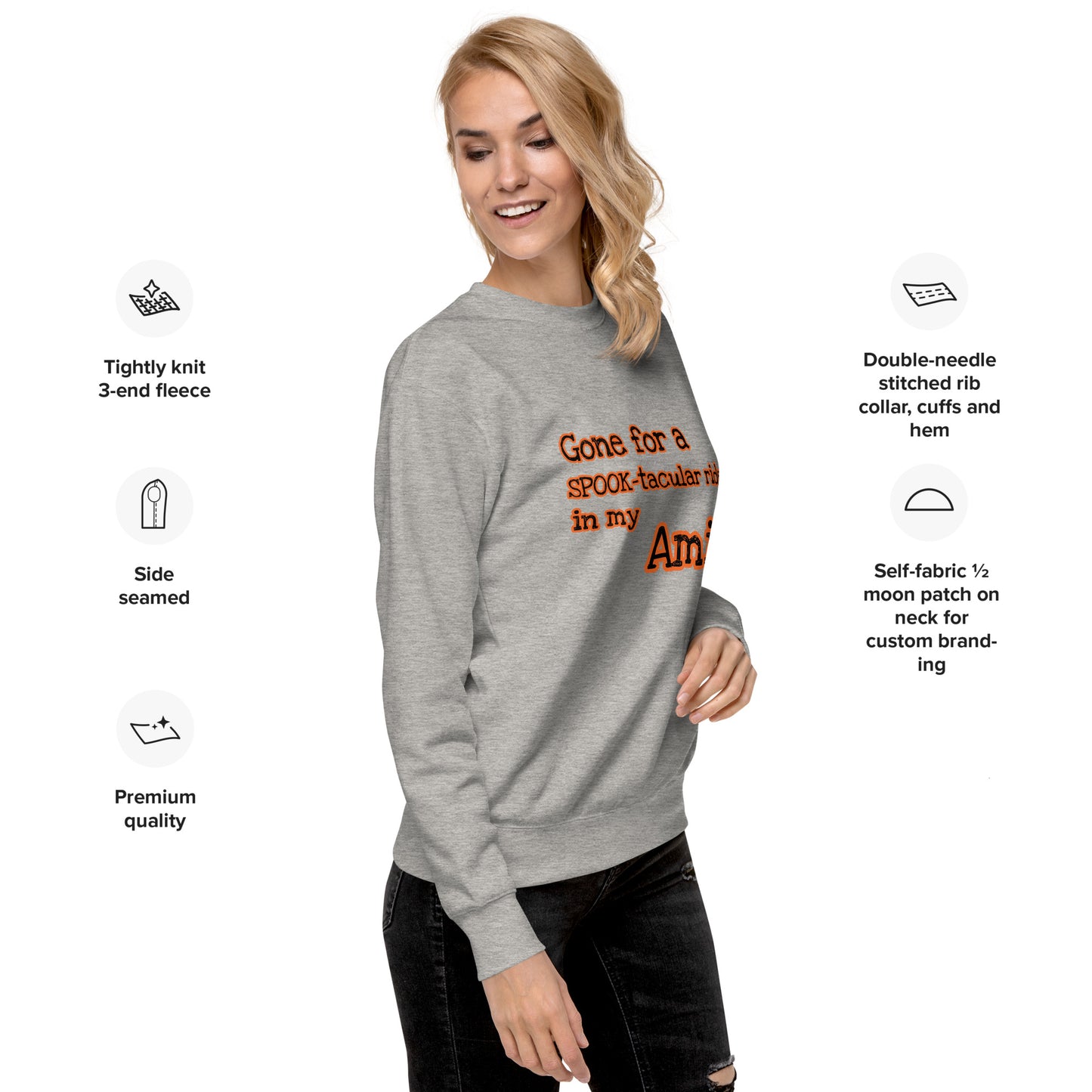 Gone for a SPOOK-tacular ride in my AMI 8 Unisex premium sweatshirt available in Black, Grey or White