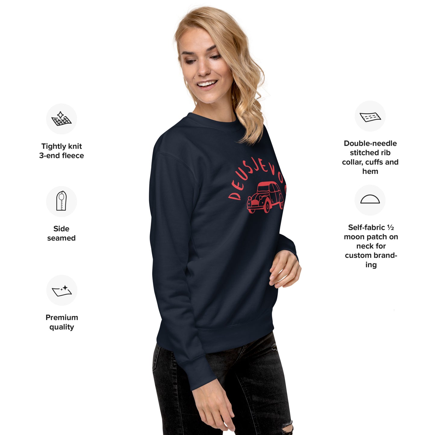 Deusjevoo Unisex premium sweatshirt available in Black, Navy, Blue, Grey and White