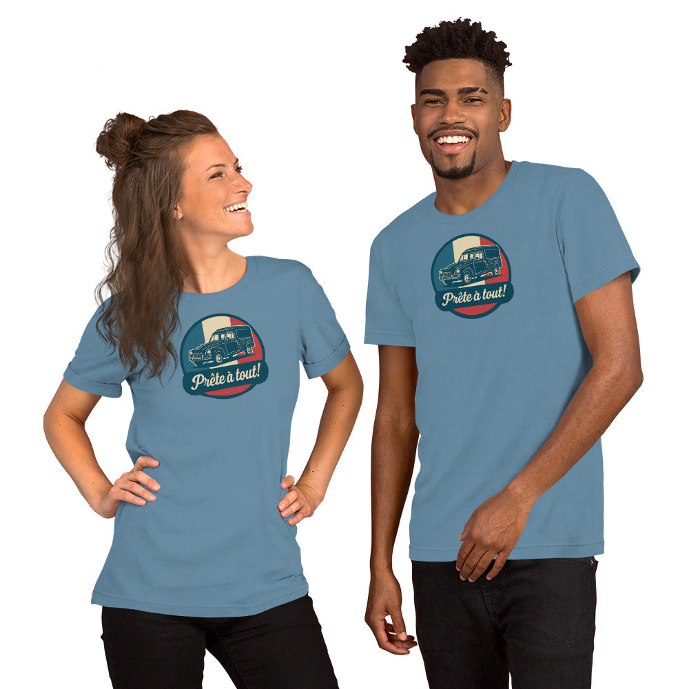 đ T-shirt âPrĂȘte Ă tout!â â CitroĂ«n Acadiane: Altijd klaar voor actie