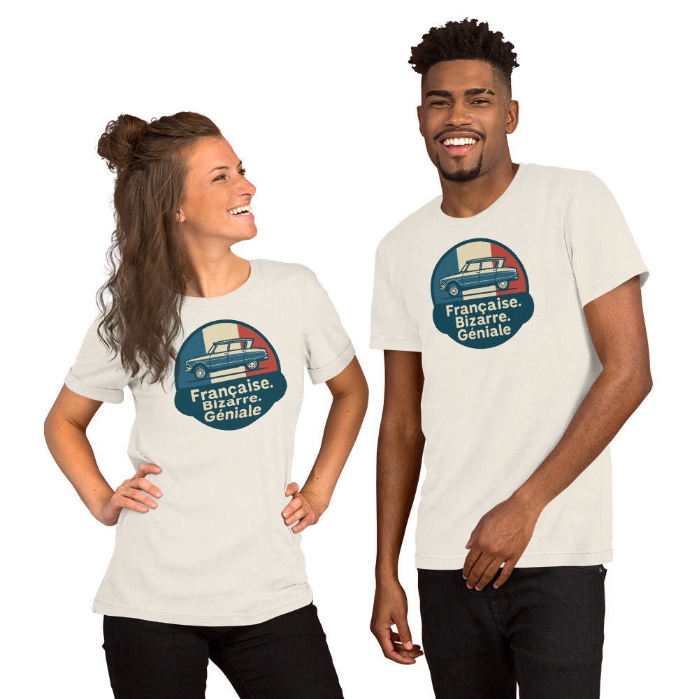 π French. Bizarre. Genius. β Ami 6 T-shirt for lovers of eccentric French design