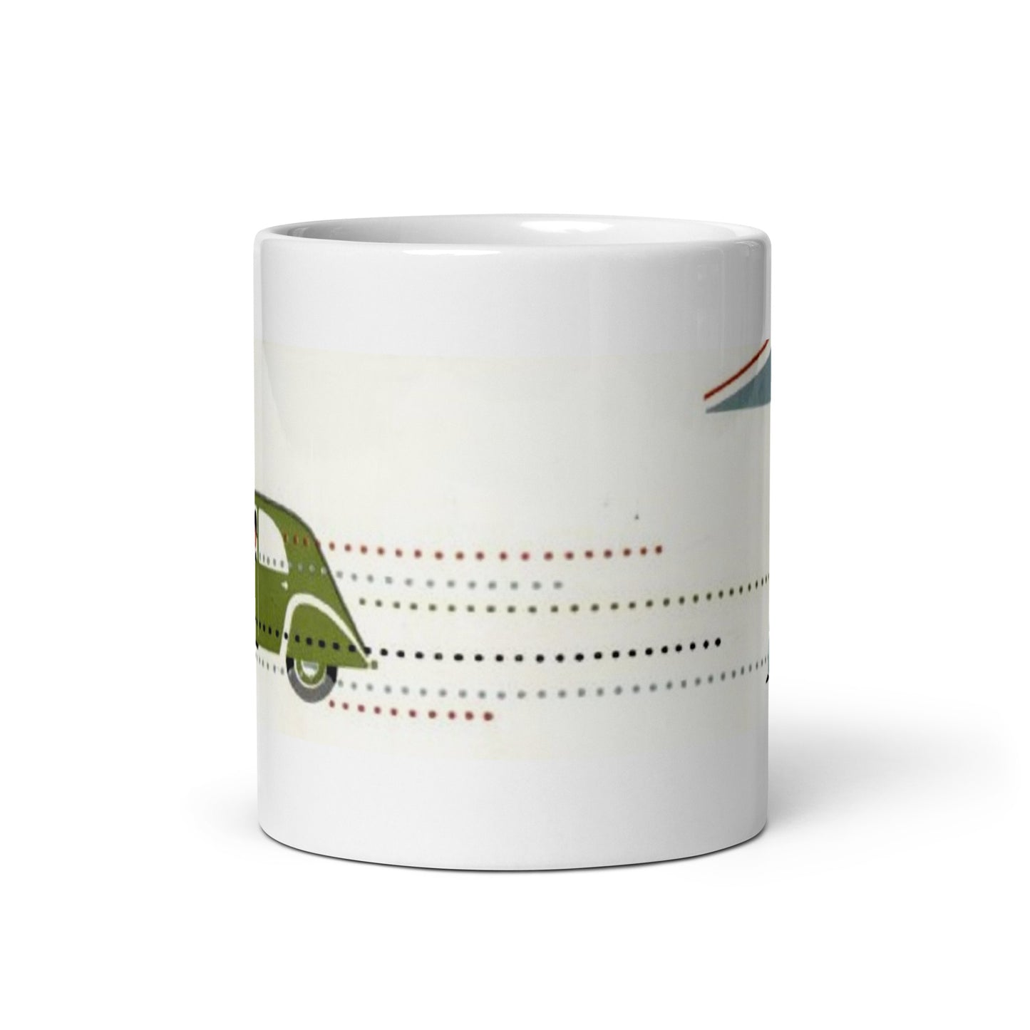 White glossy mug with economical 2cv theme available in 3 sizes