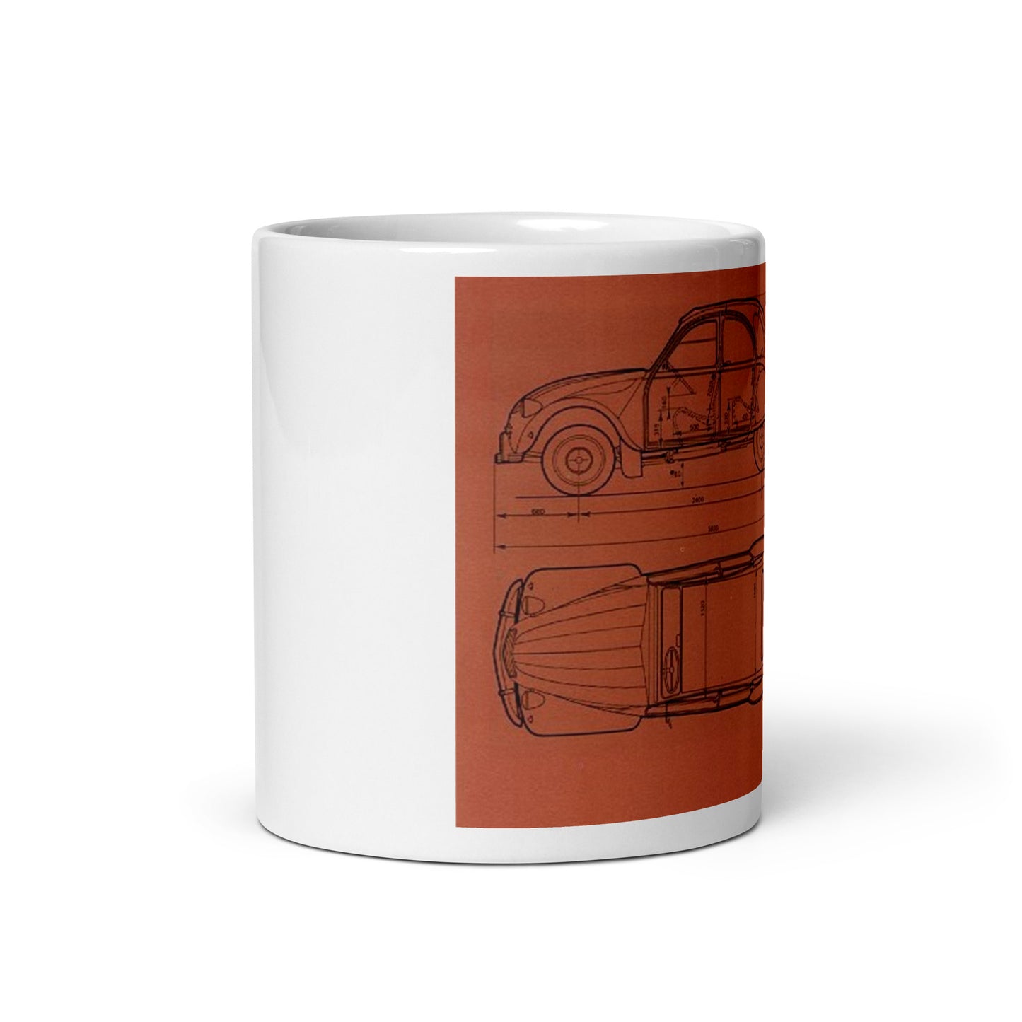 Dimensions of a 2cv white glossy mug - 300 ml