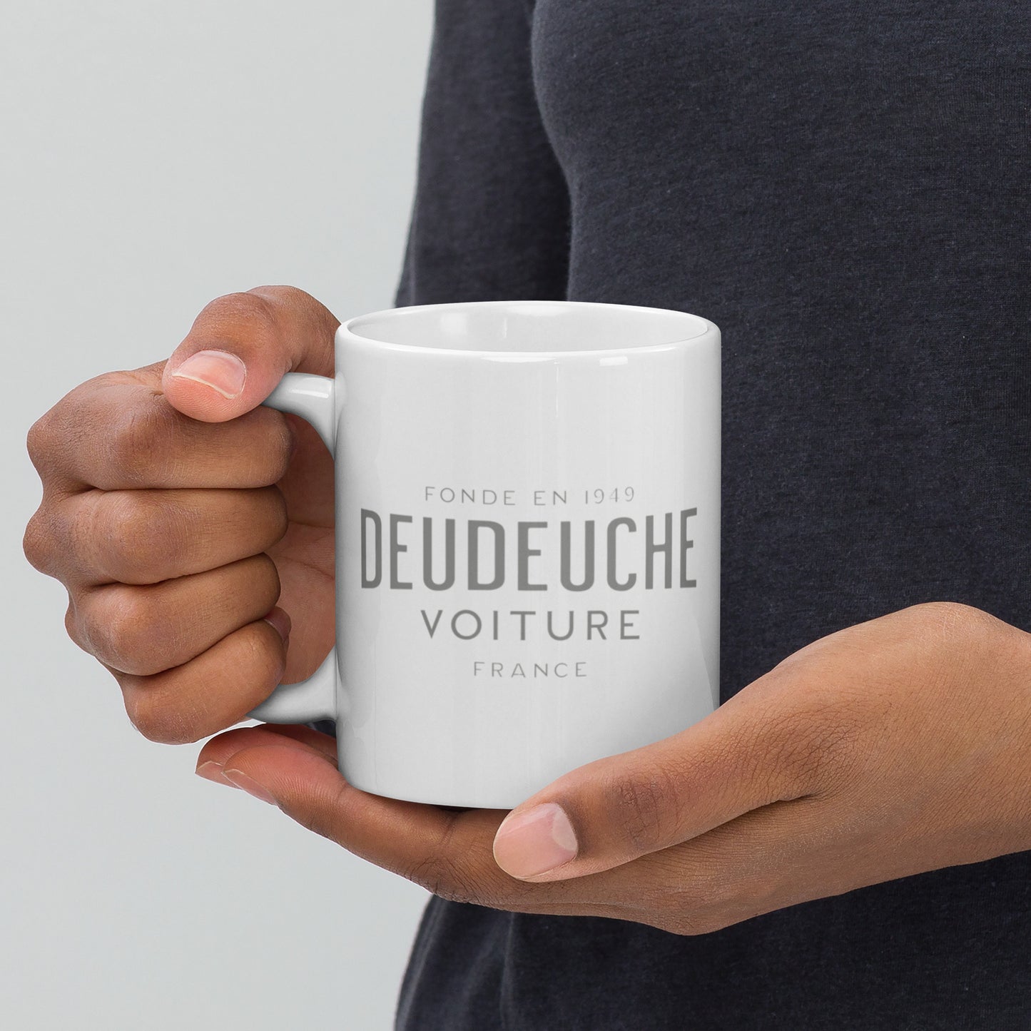 White Glossy Mug Citroën 2CV with Bull | French Humor & Retro Vibes - 300 ml