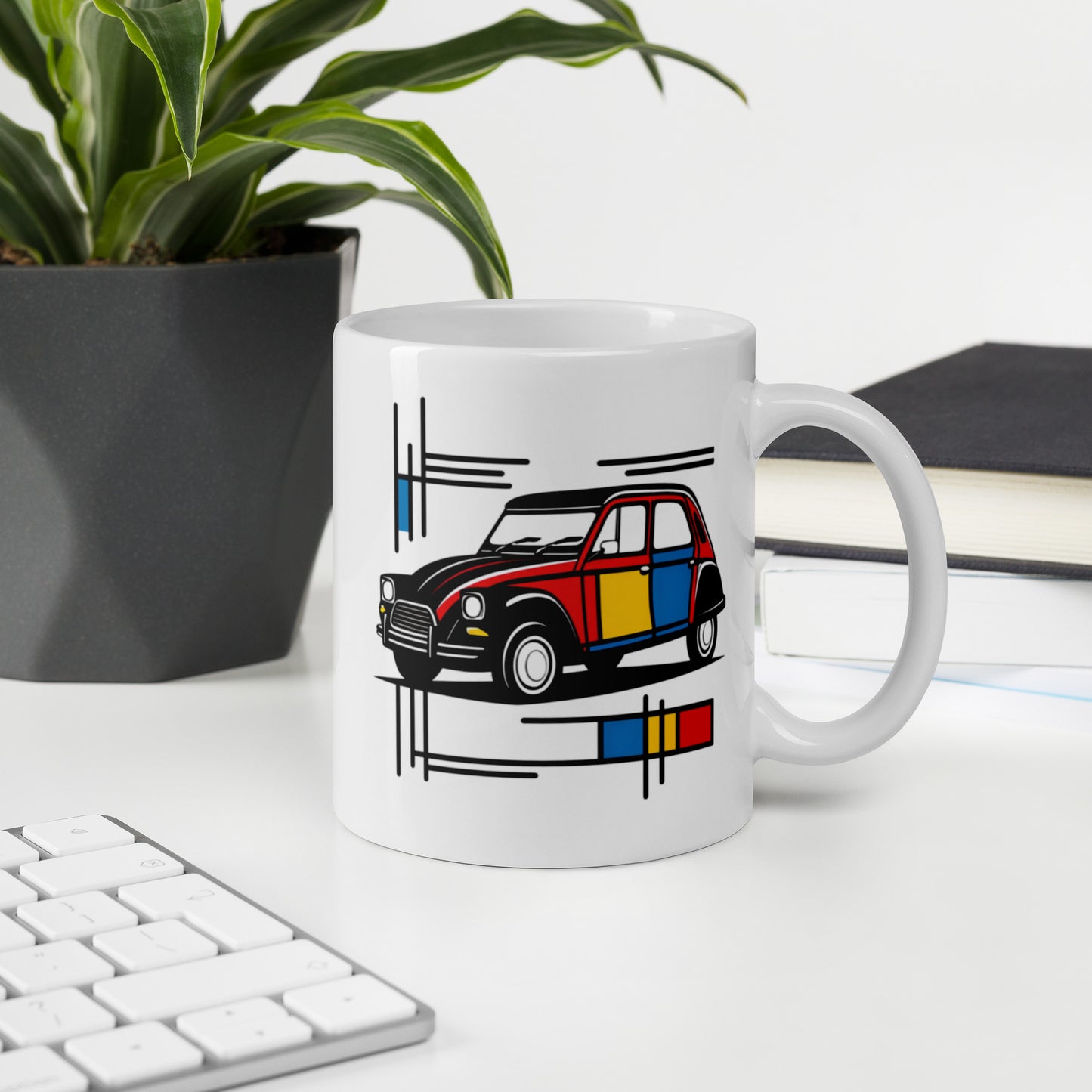 Mok Citroën Dyane Mondriaan – Een vrolijke klassieker in kunstzinnige kleuren