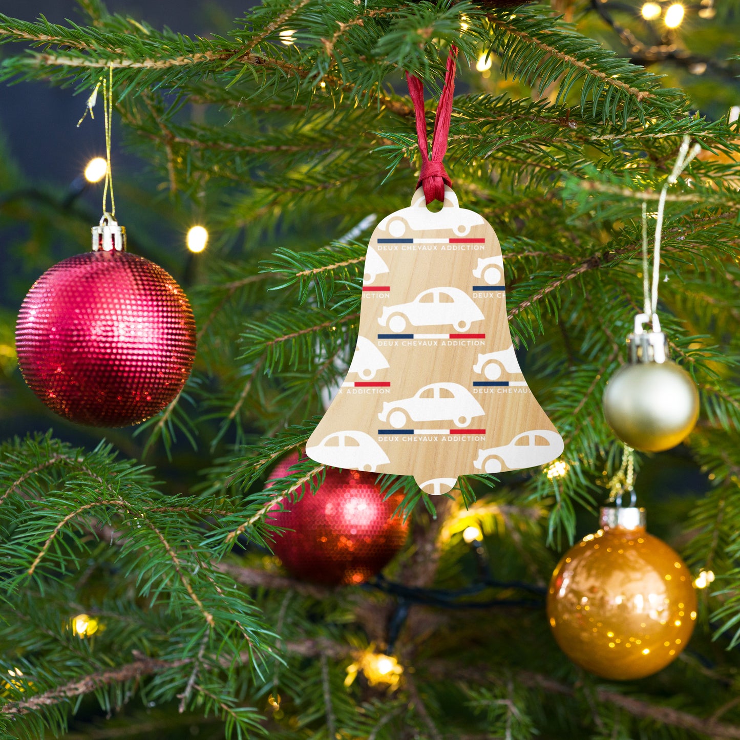🎄 Wooden Christmas ornament "Deux Chevaux Addiction" | Citroën 2CV