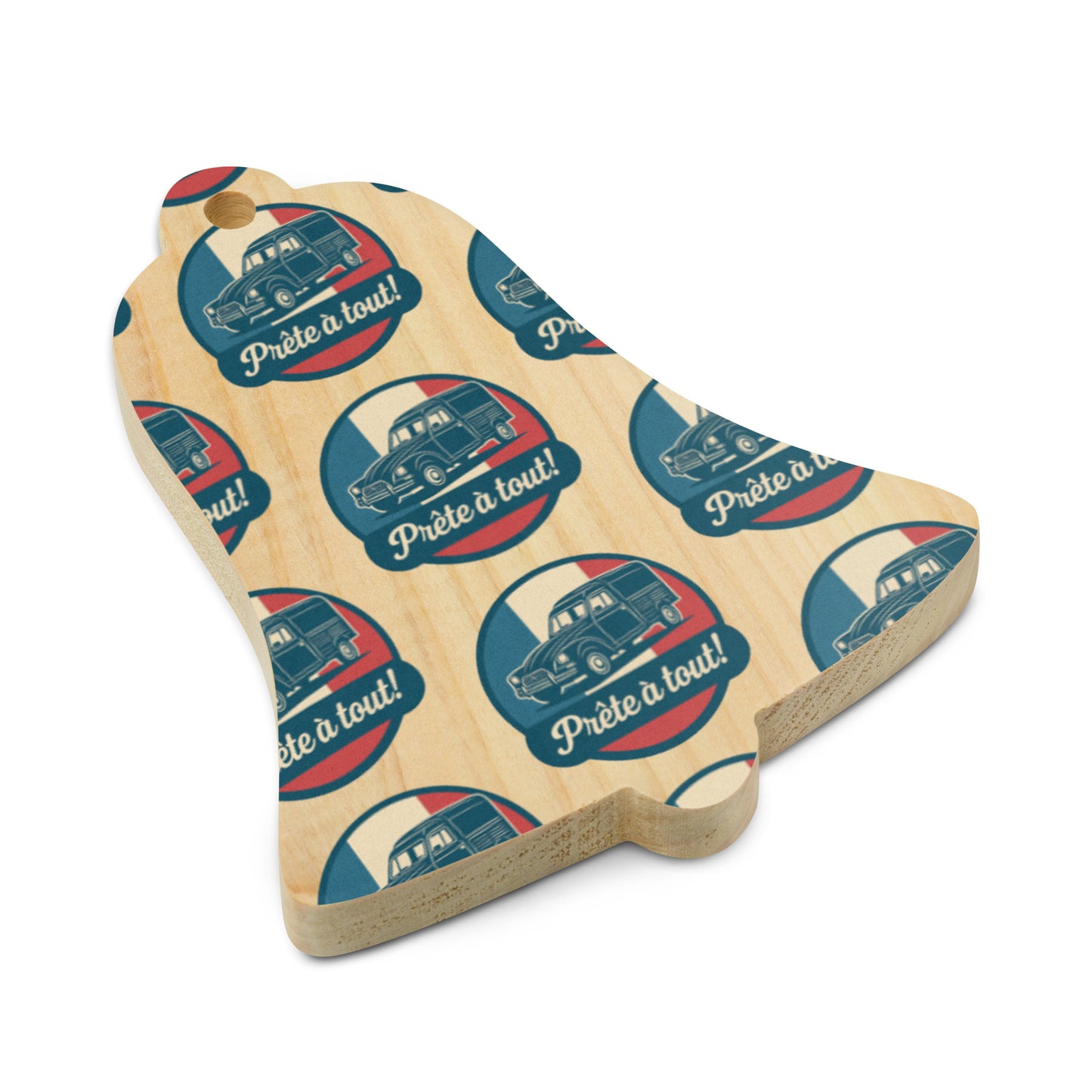 Citroën Acadiane Wooden Christmas Ornament – “Prête à tout!” with French Christmas charm
