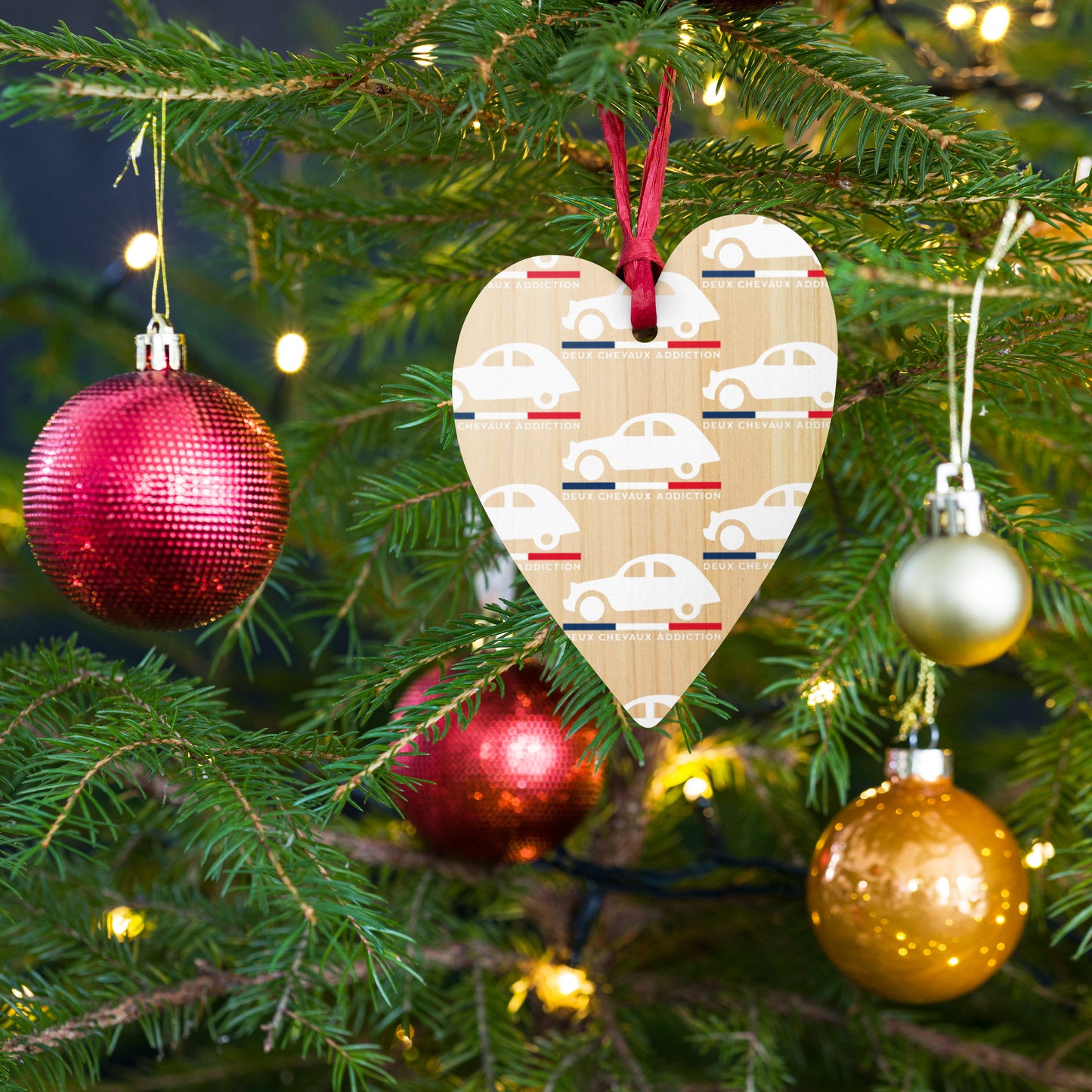 🎄 Wooden Christmas ornament "Deux Chevaux Addiction" | Citroën 2CV