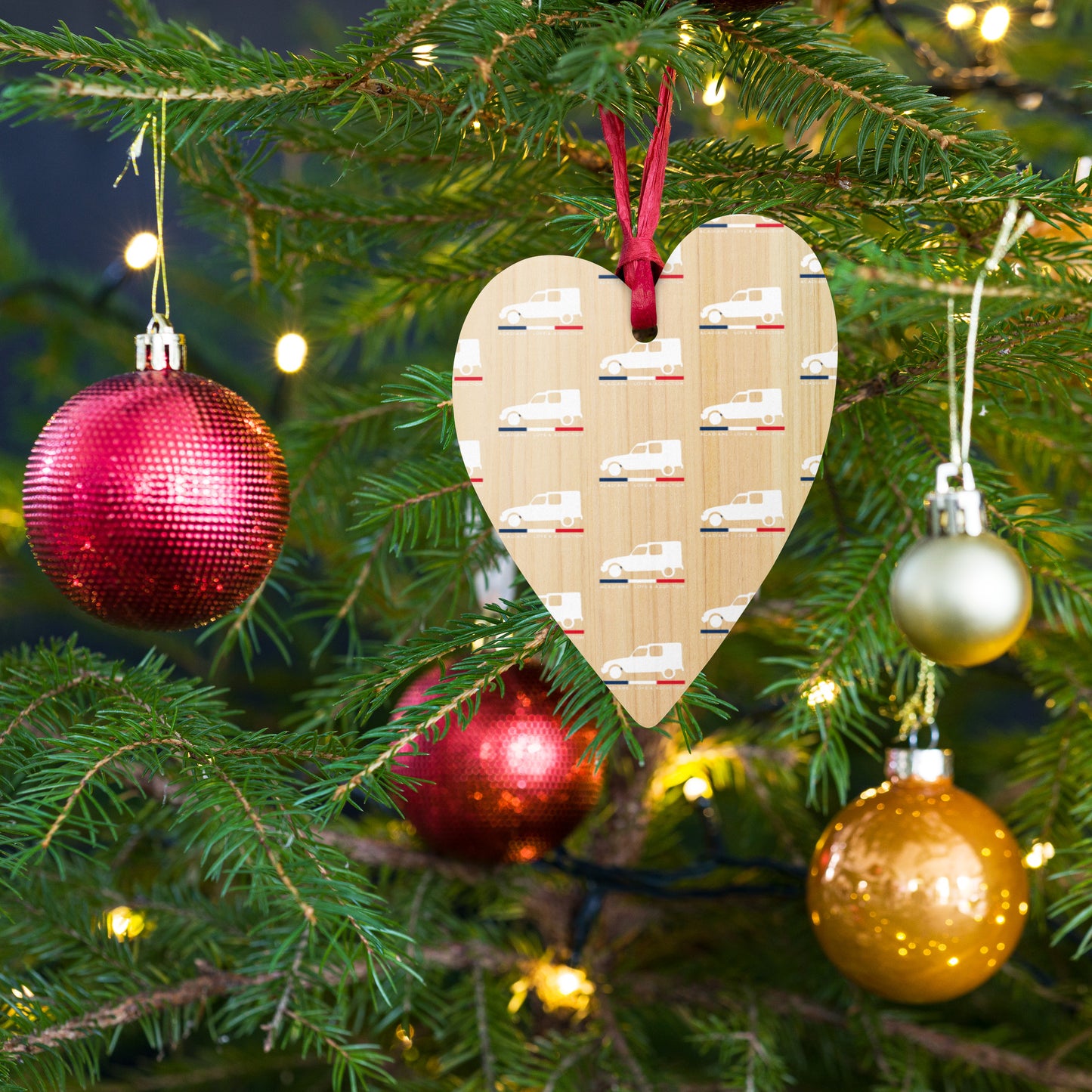 Wooden Christmas Ornament "Acadiane – Love & Addiction" | Retro Citroën charm for your tree