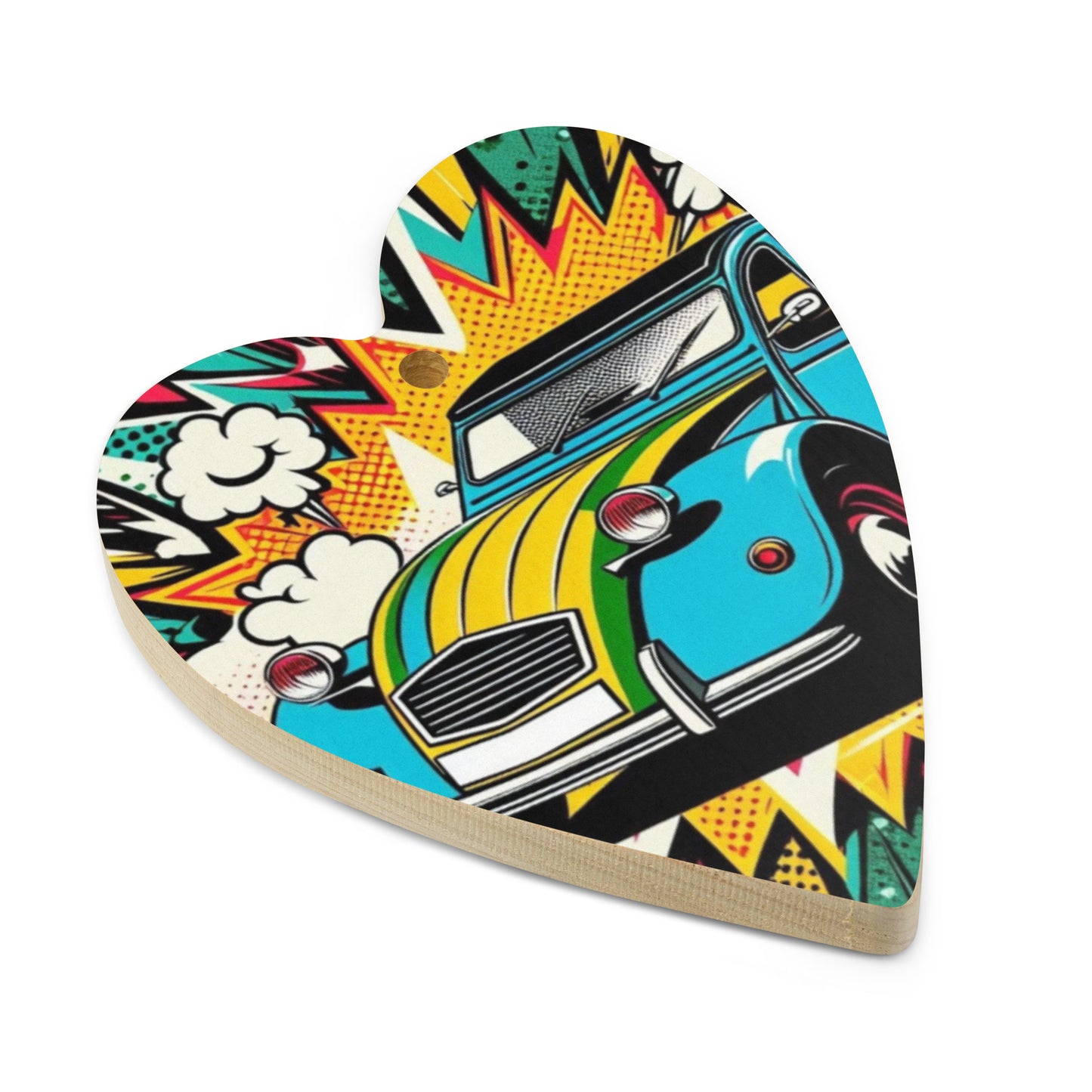 Décoration de Noël en bois – Design de voiture rétro dans un style pop-art