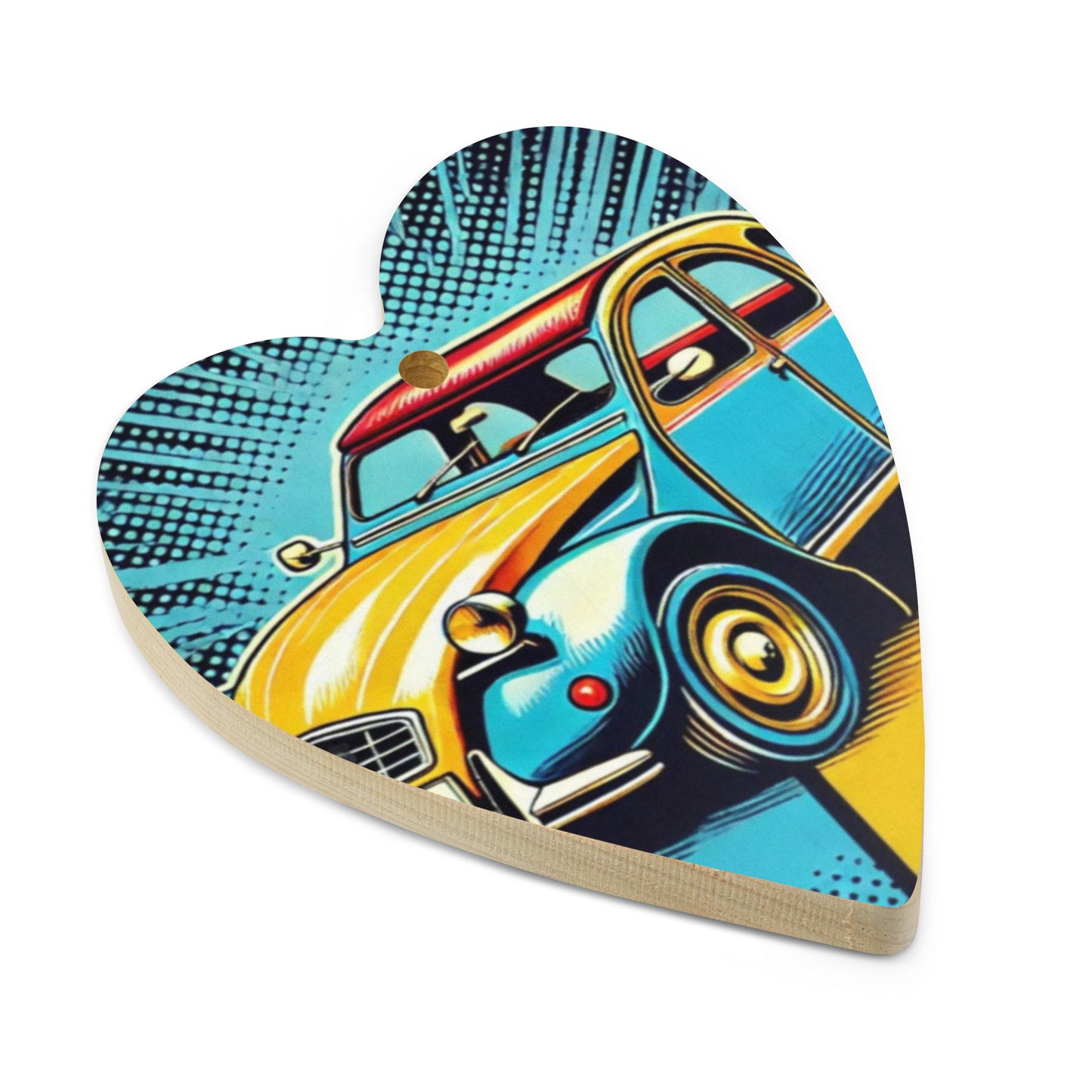 Wooden Christmas ornament – Citroën 2CV in Pop Art Style