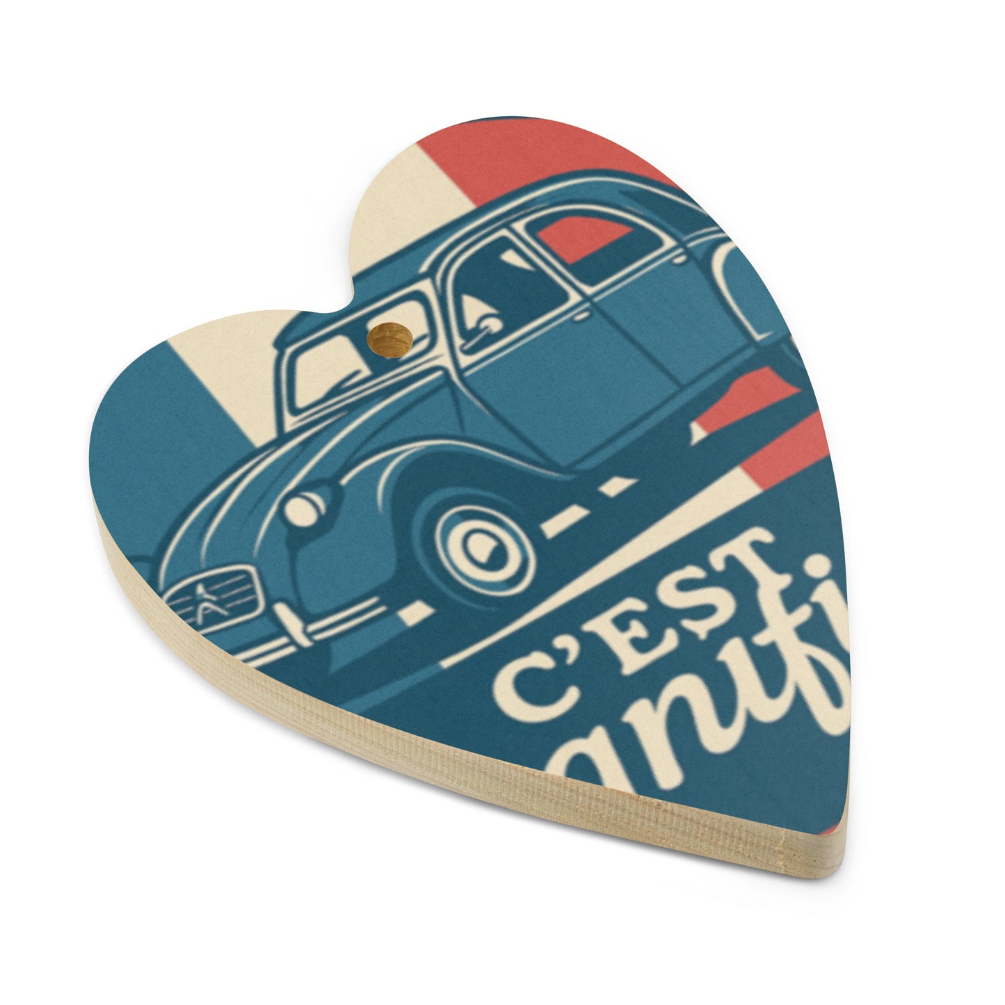 Wooden Ornament "C'est Magnifique – Citroën 2CV"