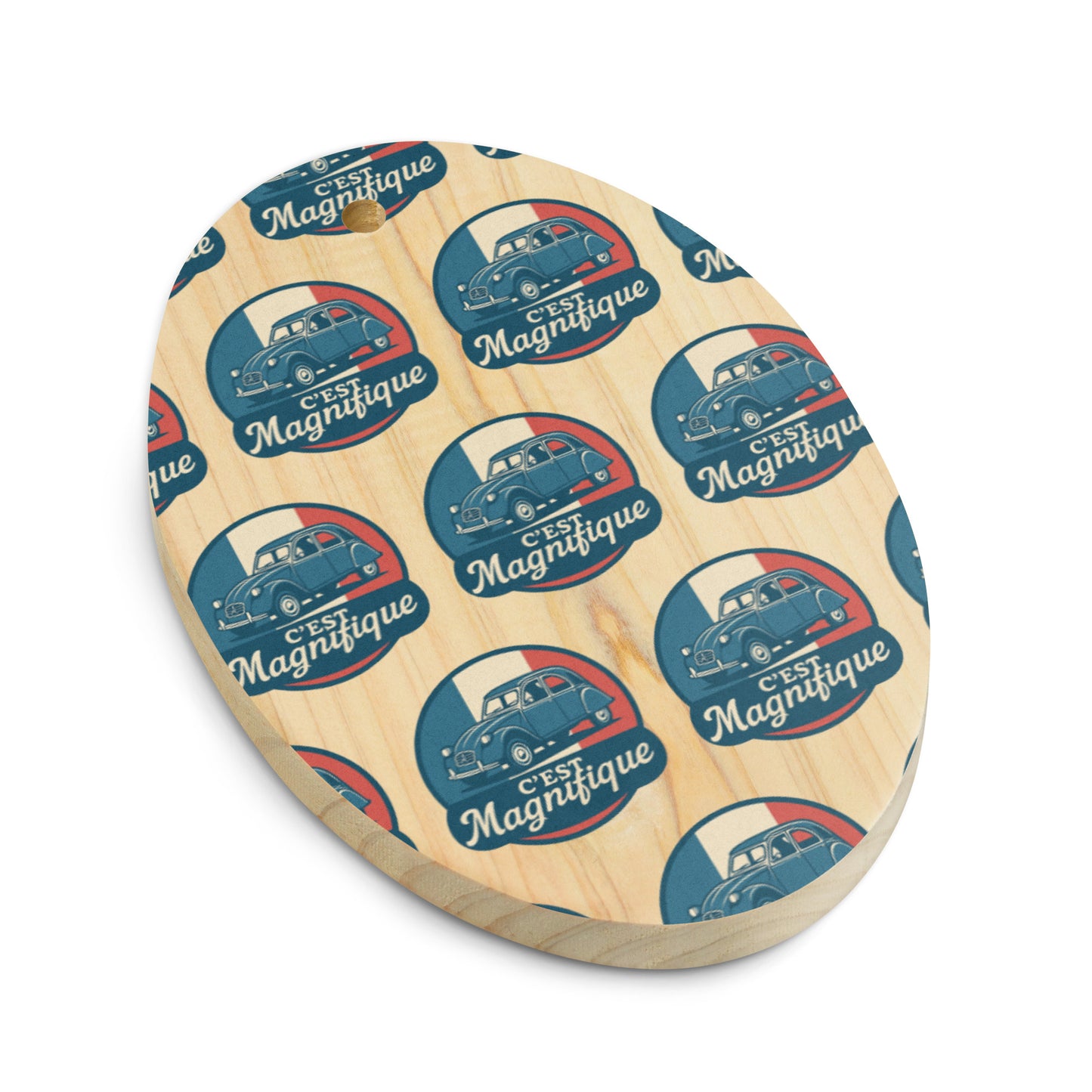 🎄 Wooden Christmas ornament "C'est Magnifique" | Citroën 2CV Design