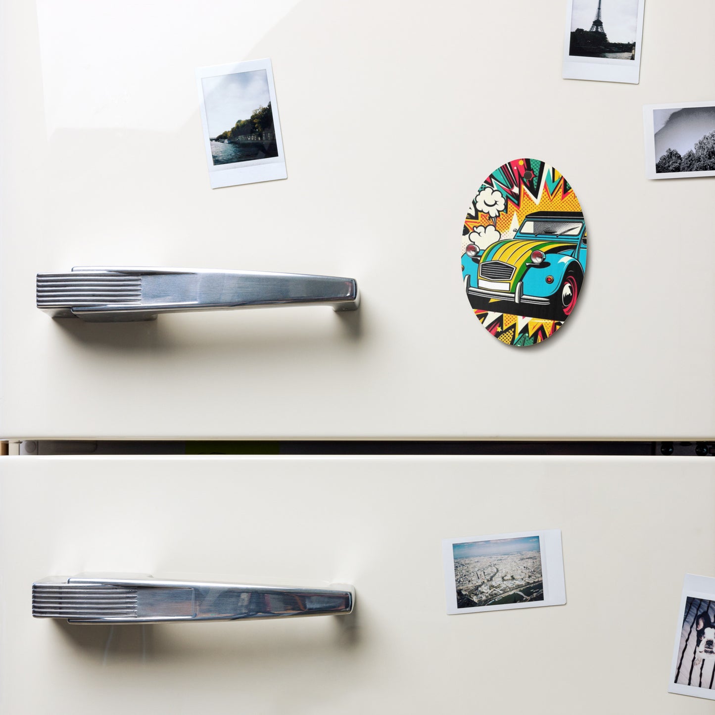 Décoration de Noël en bois – Design de voiture rétro dans un style pop-art