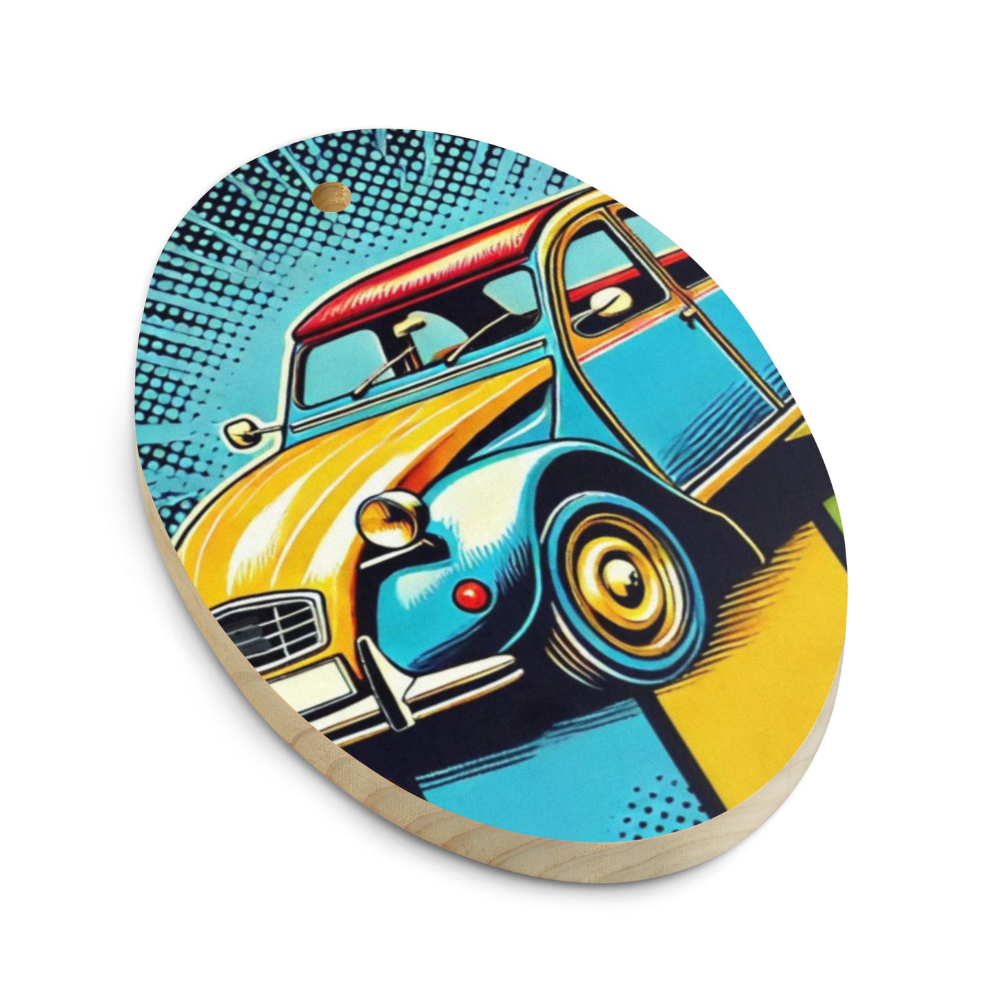 Wooden Christmas ornament – Citroën 2CV in Pop Art Style