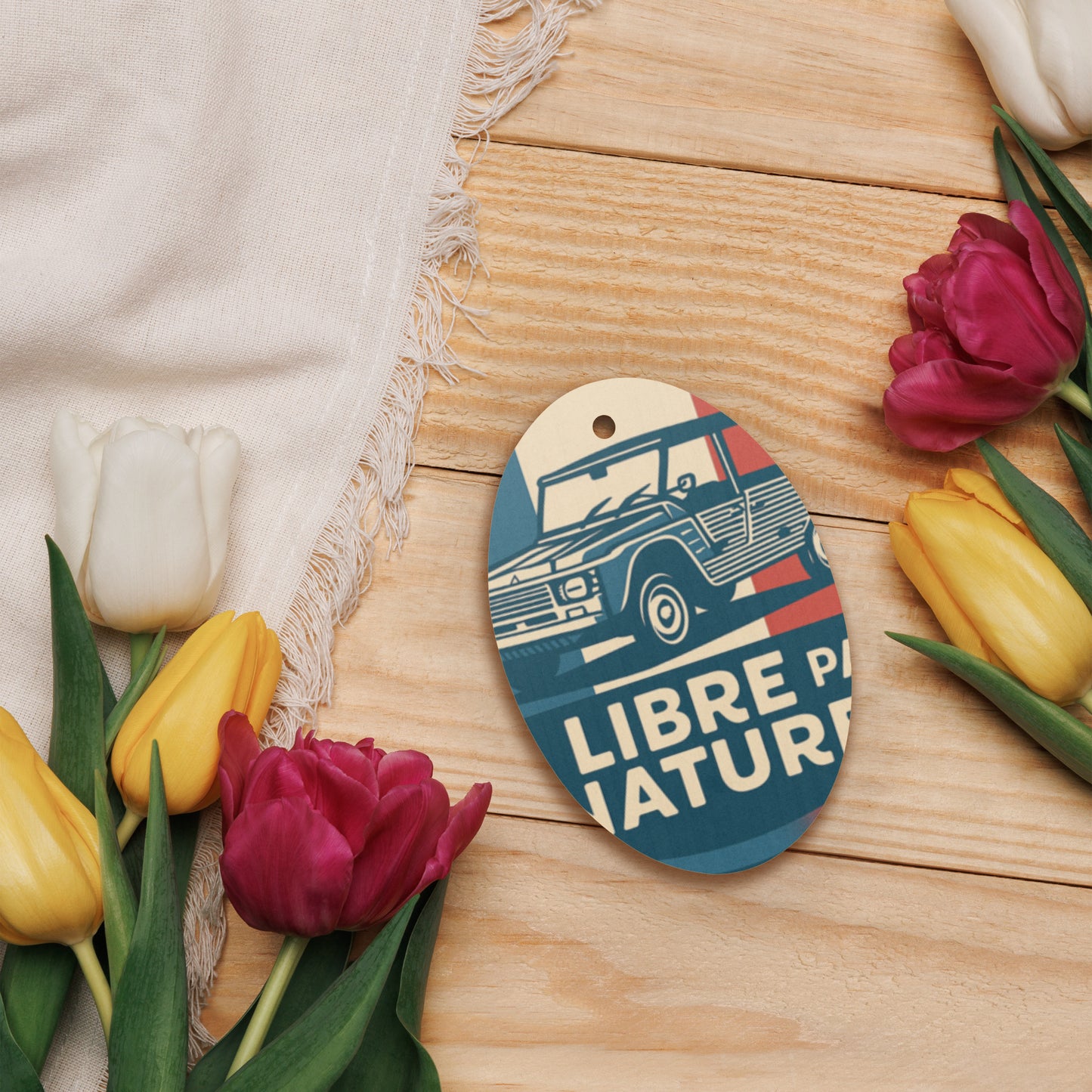 Wooden Ornament "Libre par Nature – Citroën Méhari"