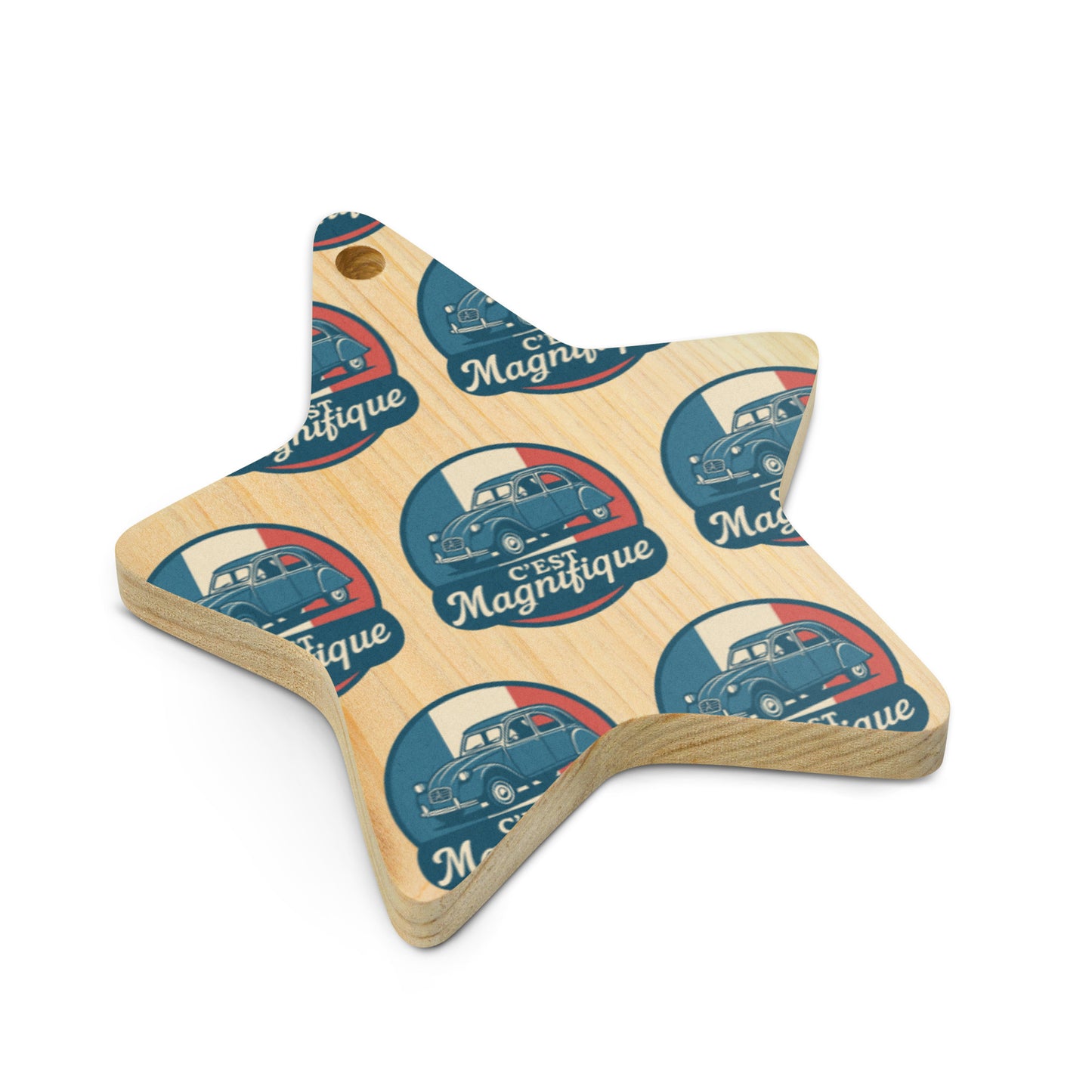 🎄 Wooden Christmas ornament "C'est Magnifique" | Citroën 2CV Design