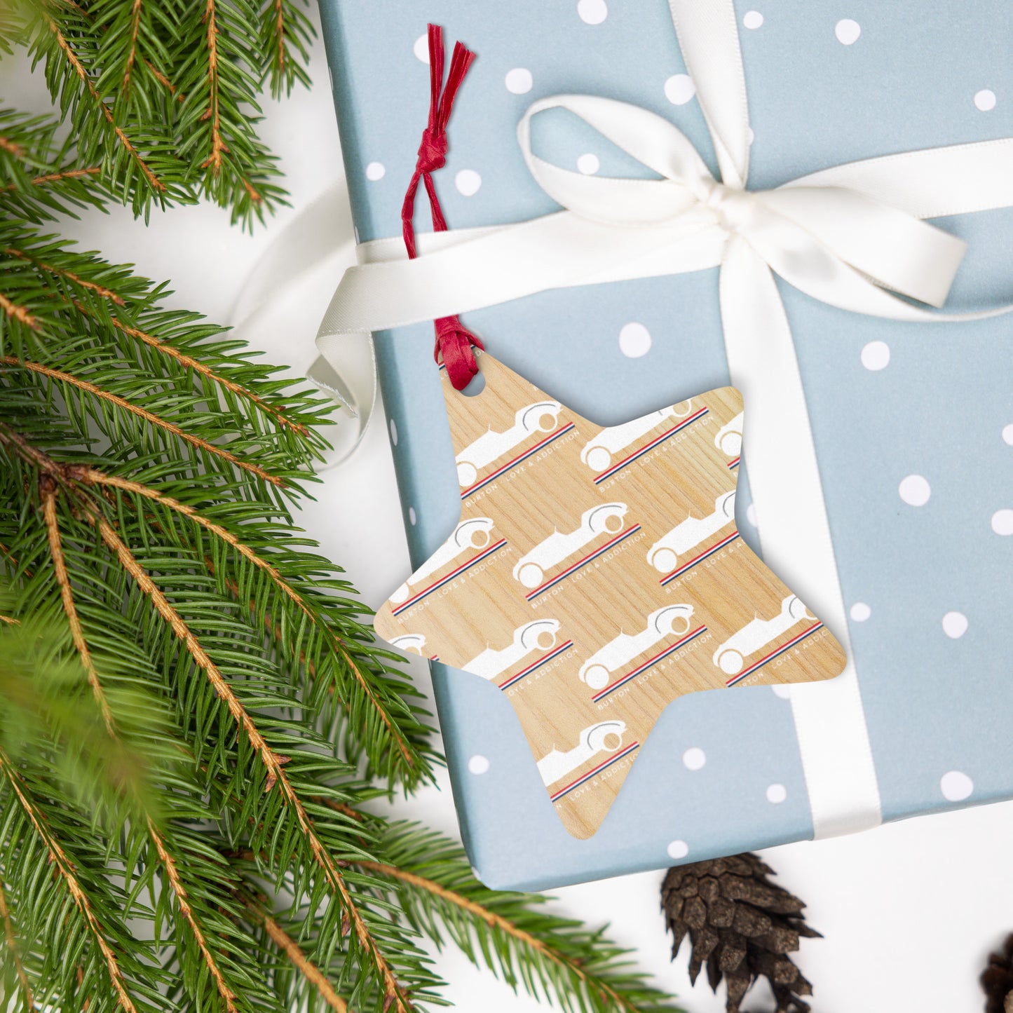Décoration de Noël en bois Burton Sportscar – Style rétro hollandais avec charme de Noël