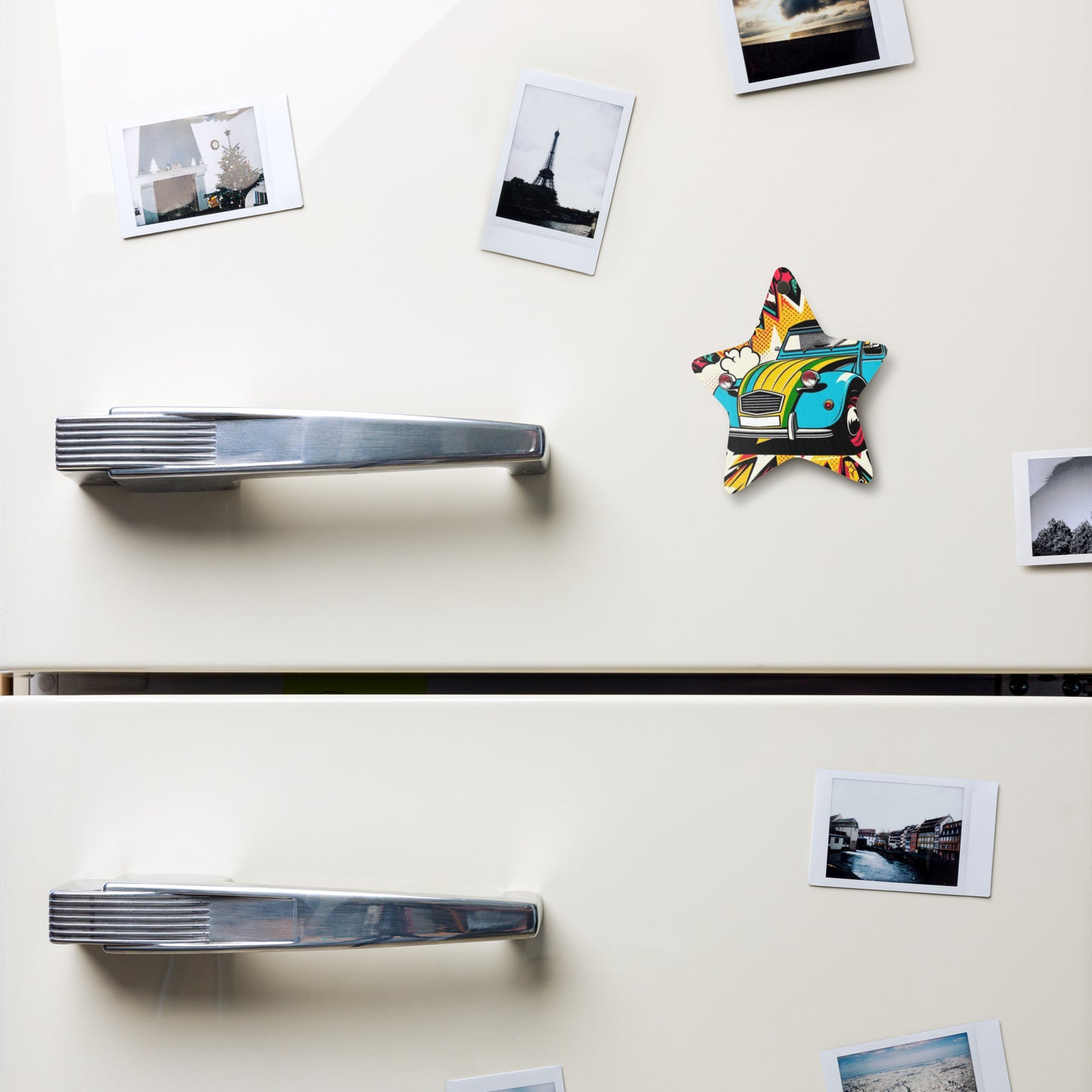 Décoration de Noël en bois – Design de voiture rétro dans un style pop-art