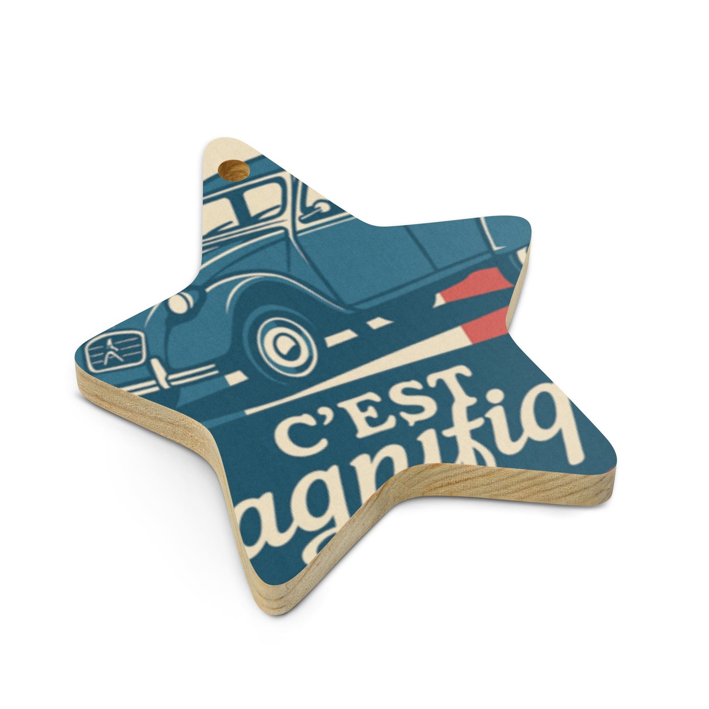 Wooden Ornament "C'est Magnifique – Citroën 2CV"