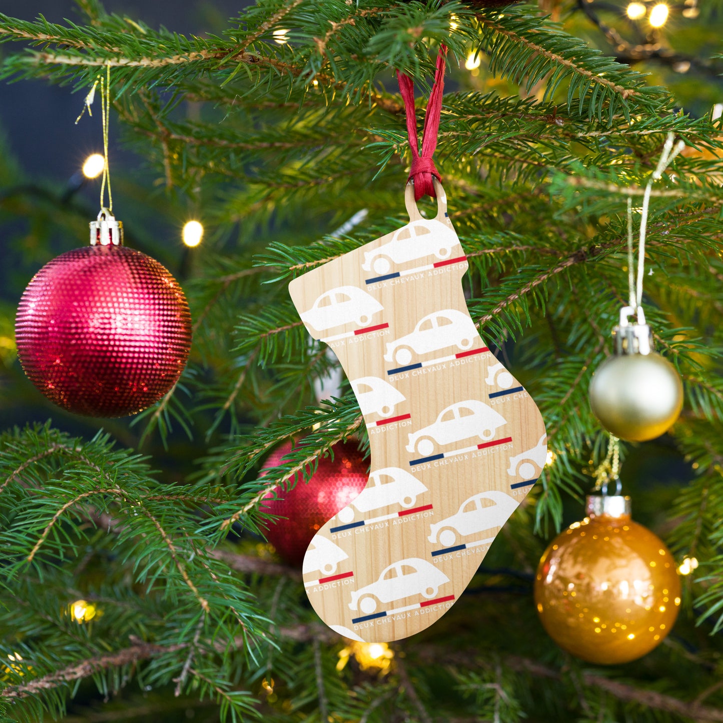 🎄 Wooden Christmas ornament "Deux Chevaux Addiction" | Citroën 2CV