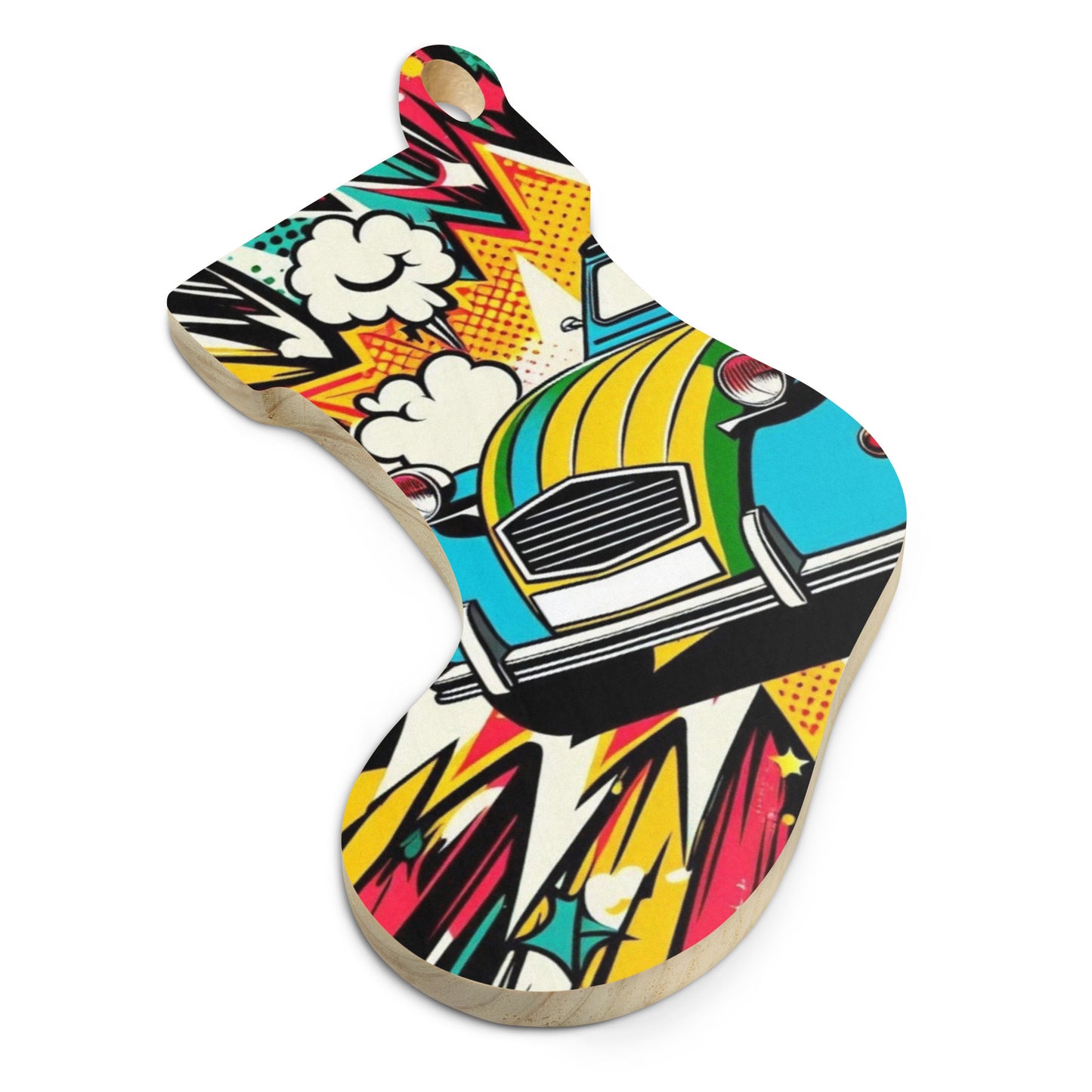 Décoration de Noël en bois – Design de voiture rétro dans un style pop-art