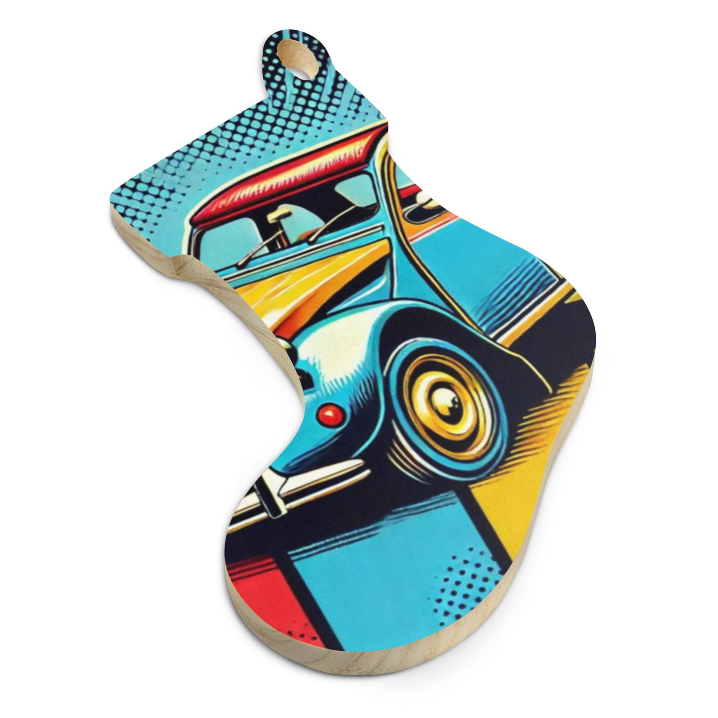 Wooden Christmas ornament – Citroën 2CV in Pop Art Style