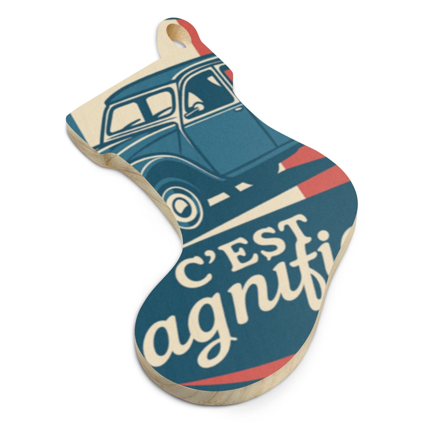 Wooden Ornament "C'est Magnifique – Citroën 2CV"