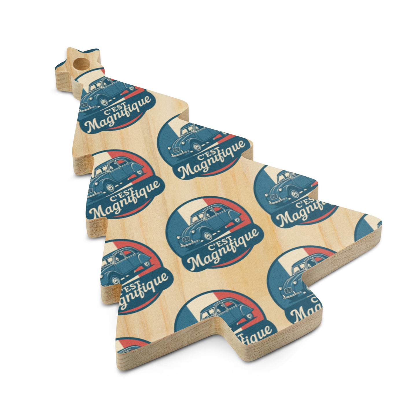 🎄 Wooden Christmas ornament "C'est Magnifique" | Citroën 2CV Design