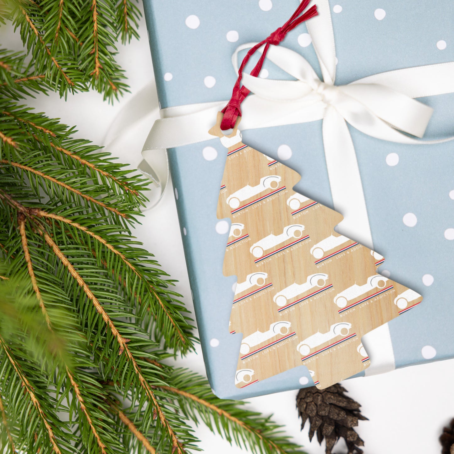 Décoration de Noël en bois Burton Sportscar – Style rétro hollandais avec charme de Noël