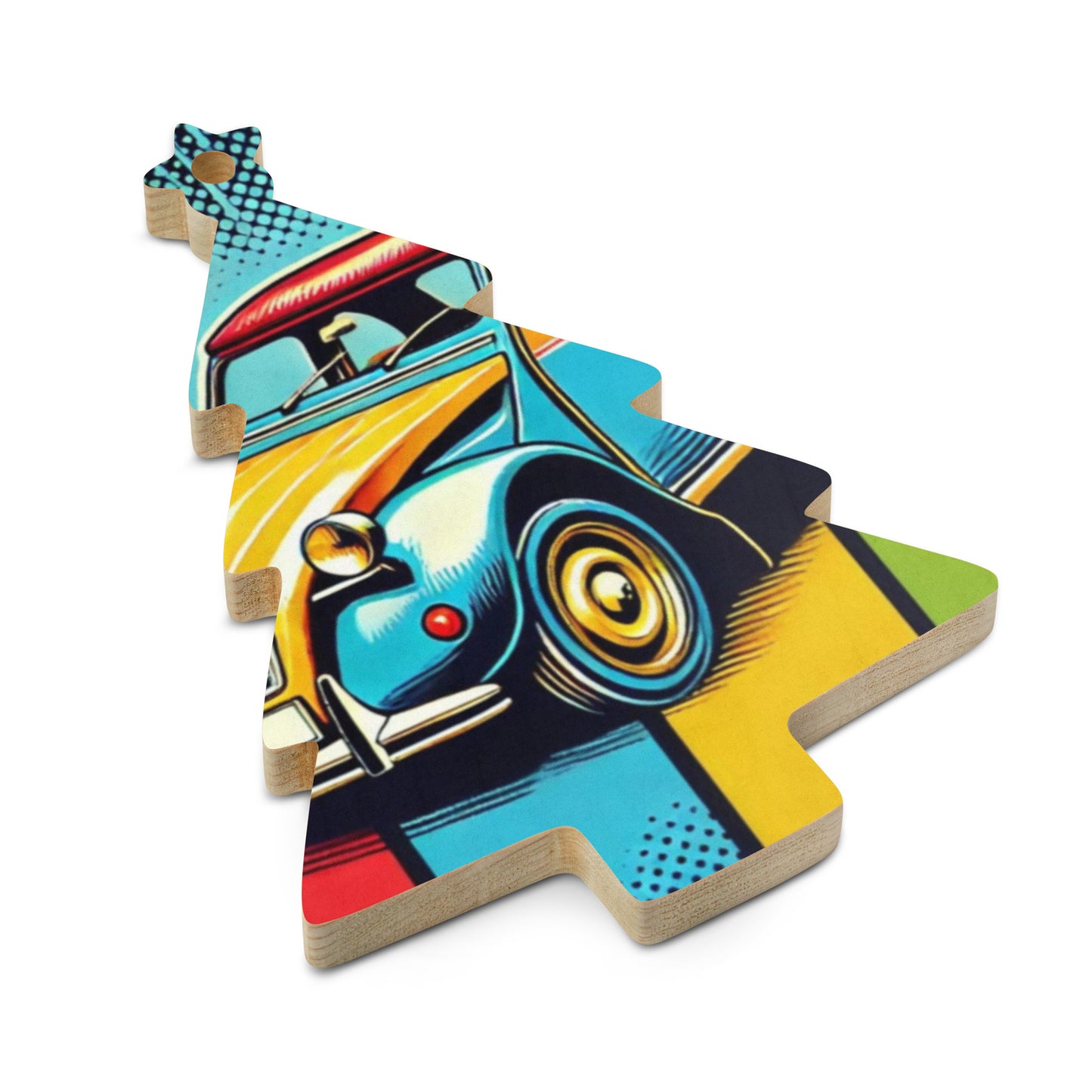 Wooden Christmas ornament – Citroën 2CV in Pop Art Style