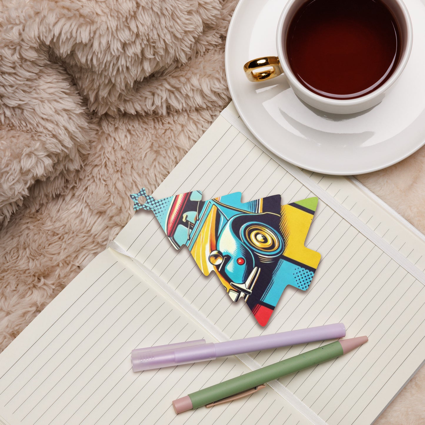 Wooden Christmas ornament – Citroën 2CV in Pop Art Style