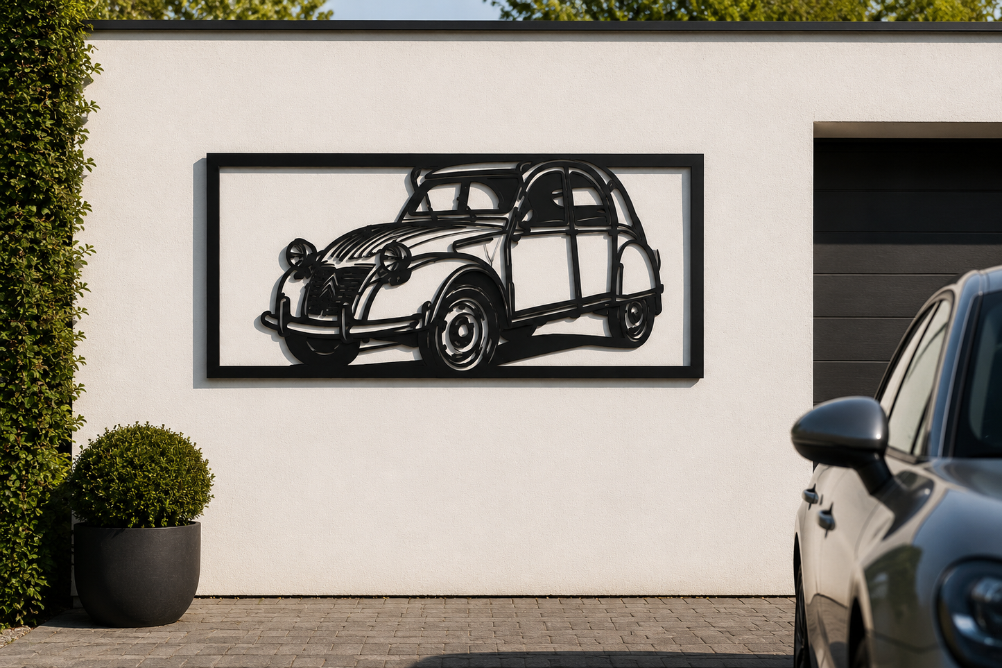 Citroën 2CV Ribbelkap – Metalen Wanddecoratie met 3D-effect