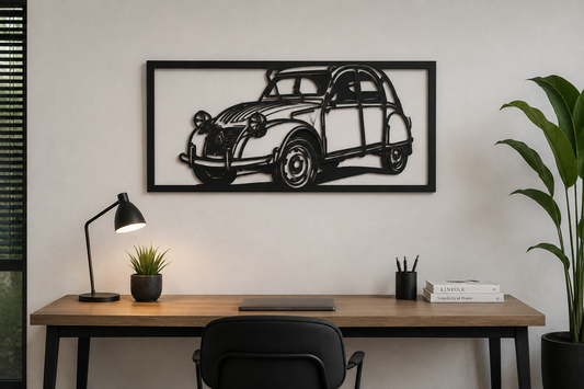 Citroën 2CV Ribbelkap – Metalen Wanddecoratie met 3D-effect
