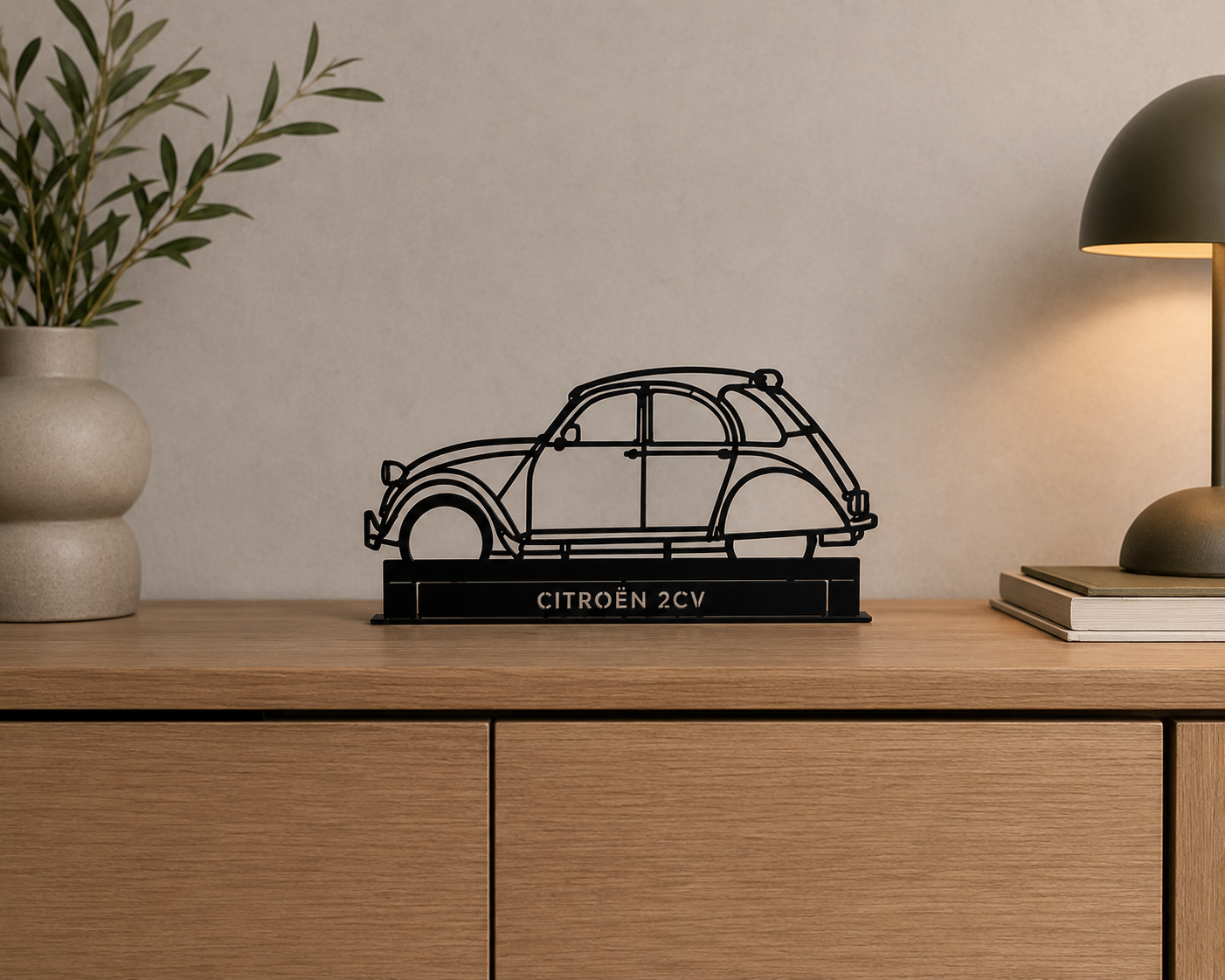 Gepersonaliseerde Citroën 2CV Metalen Silhouet – Tafeldecoratie met Naam